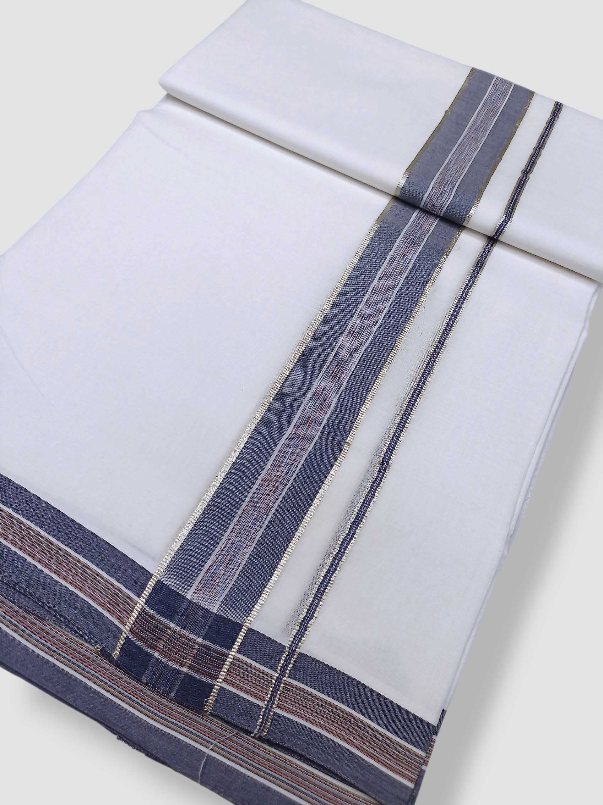 Pure White Cotton Men's Double Dhoti