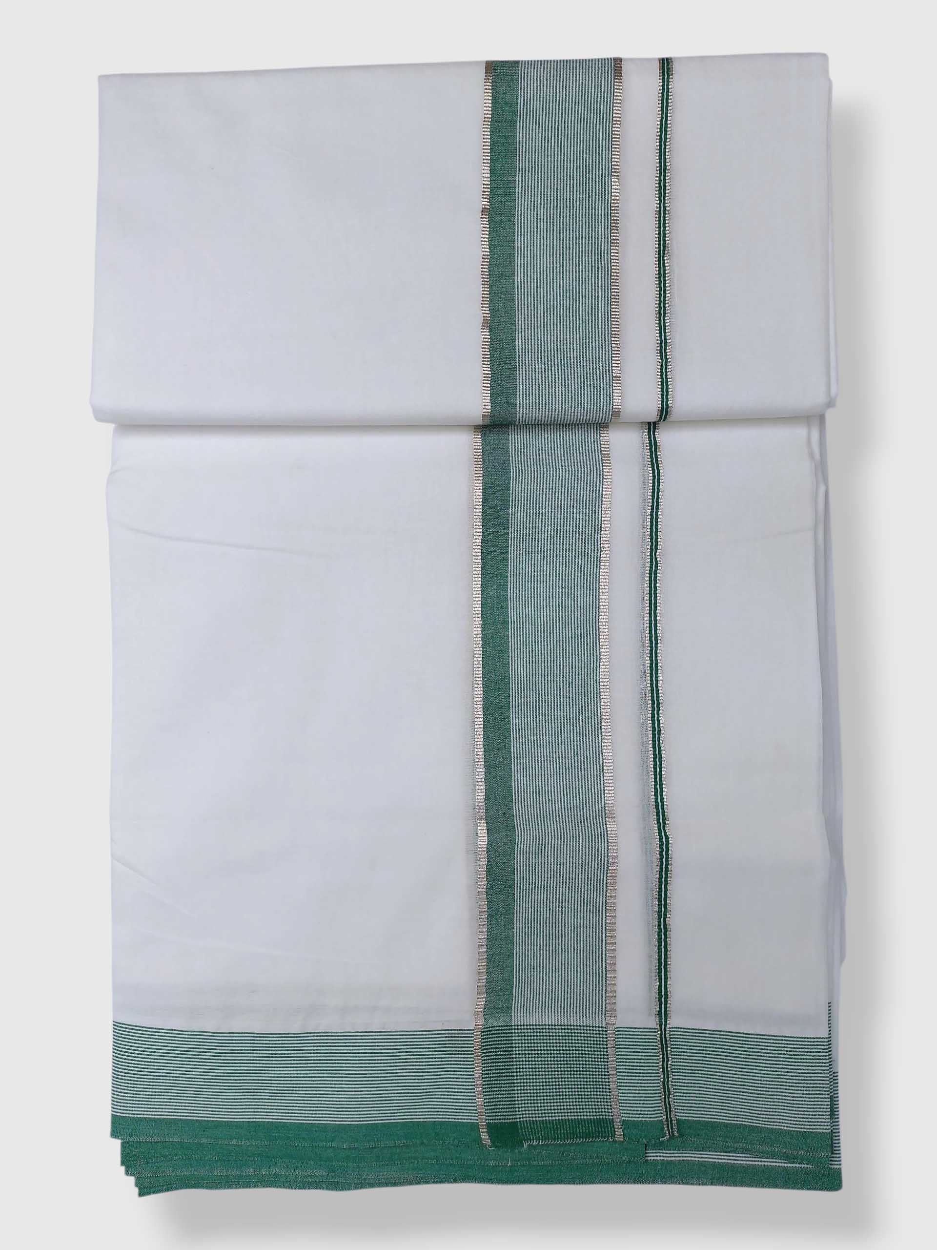 Pure White Cotton Men's Double Dhoti