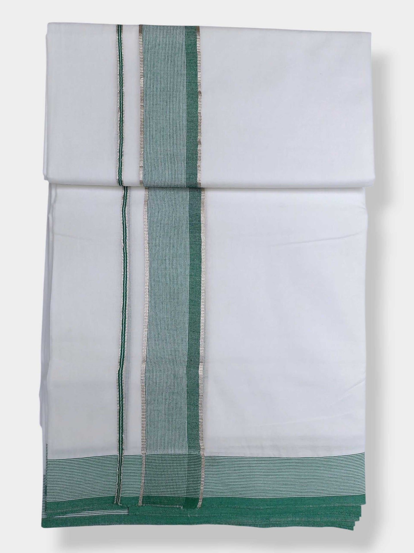 Pure White Cotton Men's Double Dhoti