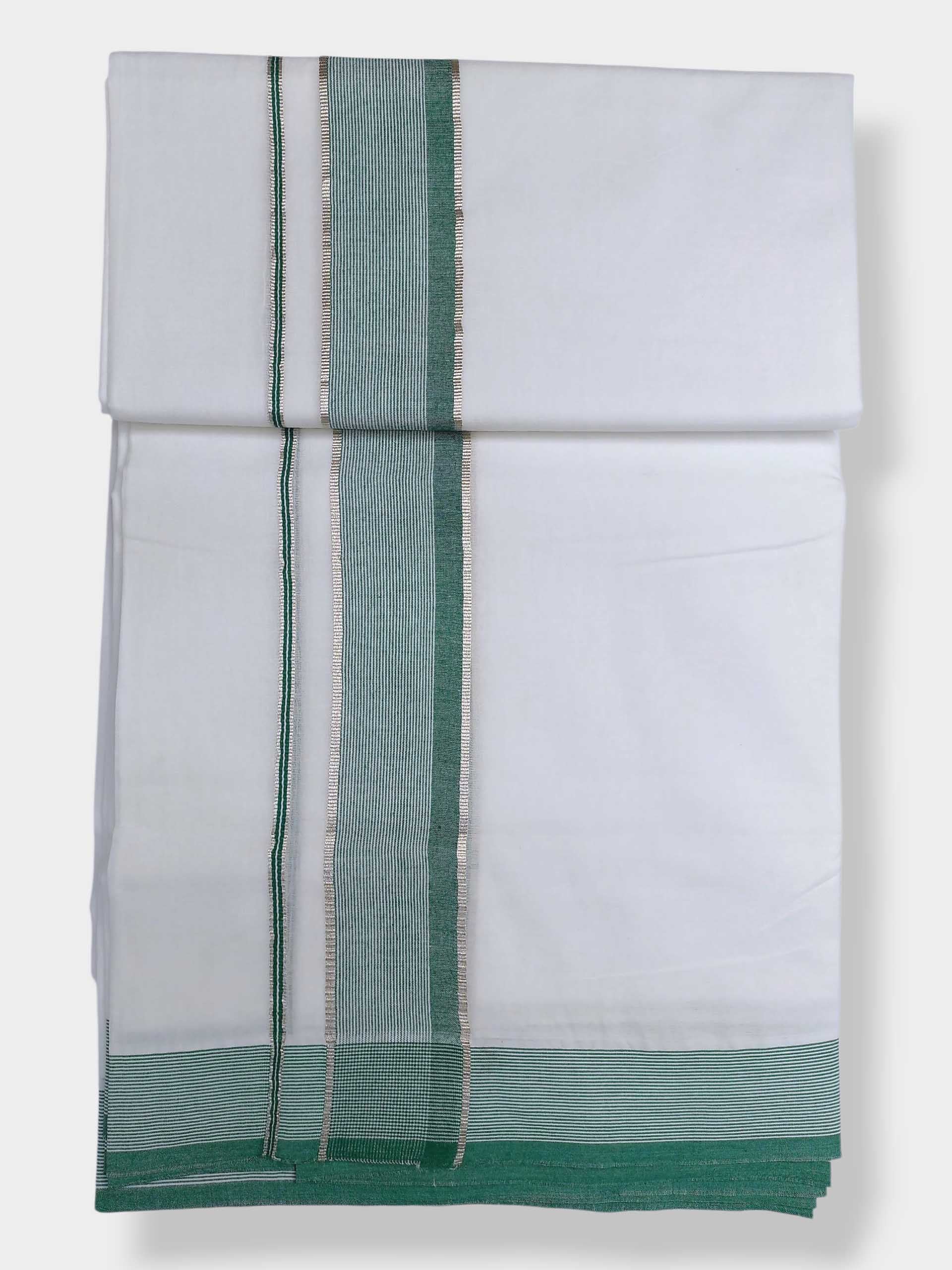 Pure White Cotton Men's Double Dhoti
