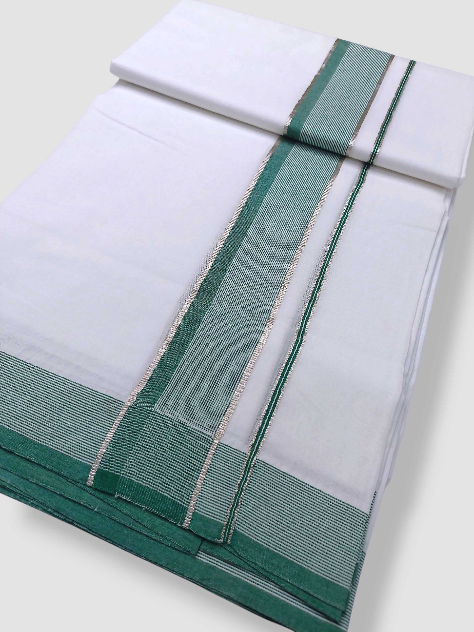 Pure White Cotton Men's Double Dhoti