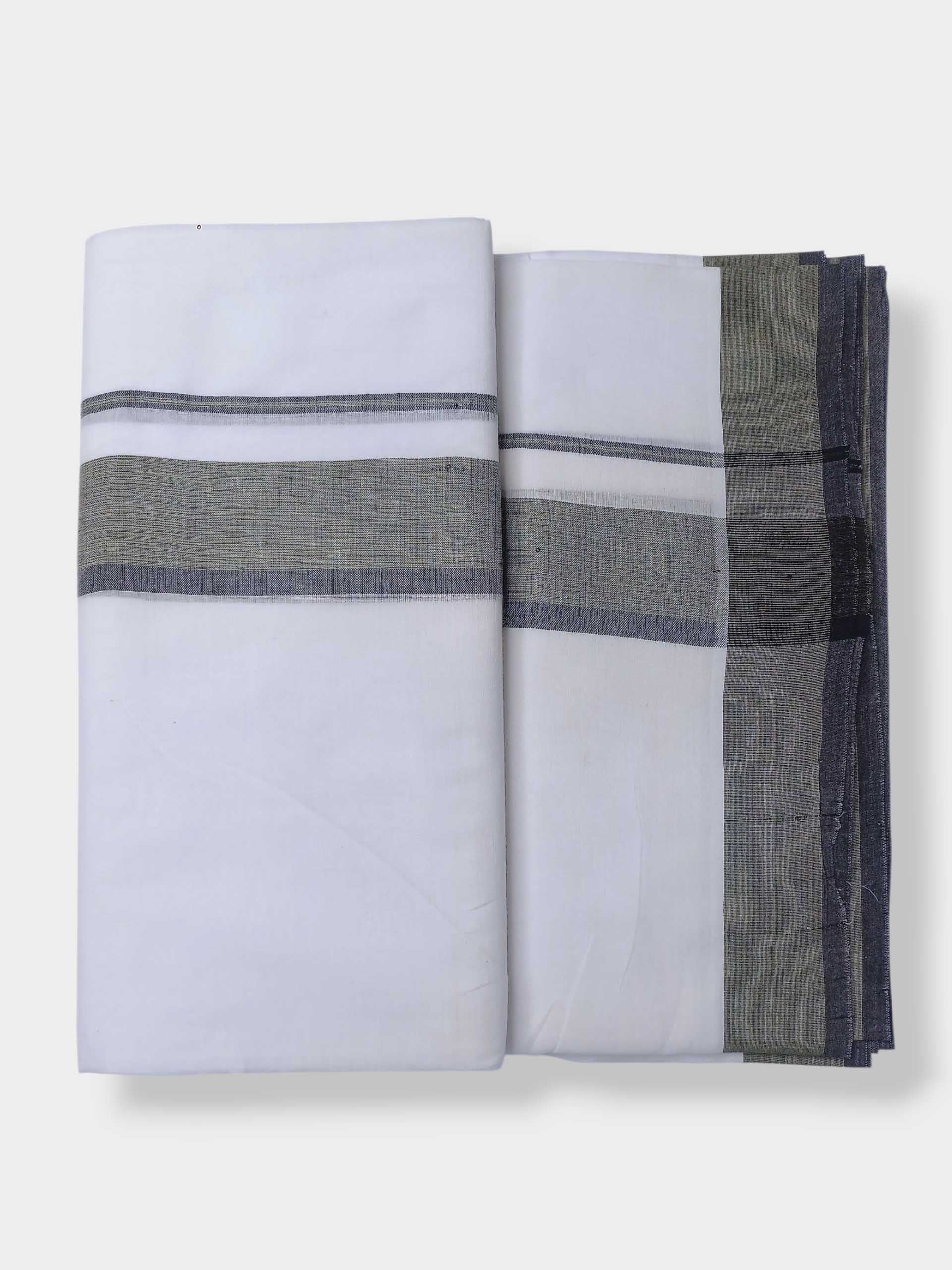 Pure White Cotton Men's Double Dhoti