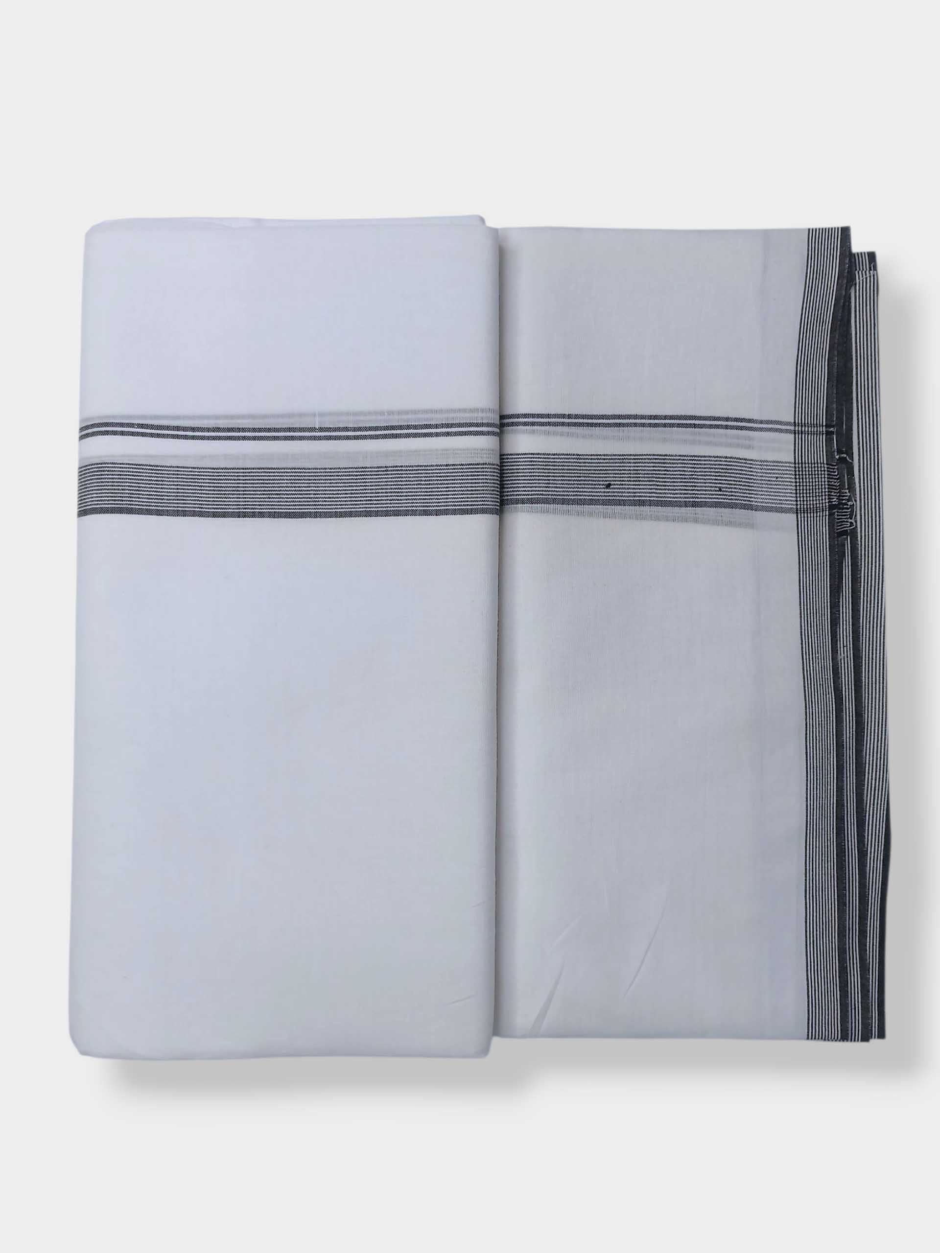 Pure White Cotton Men's Double Dhoti