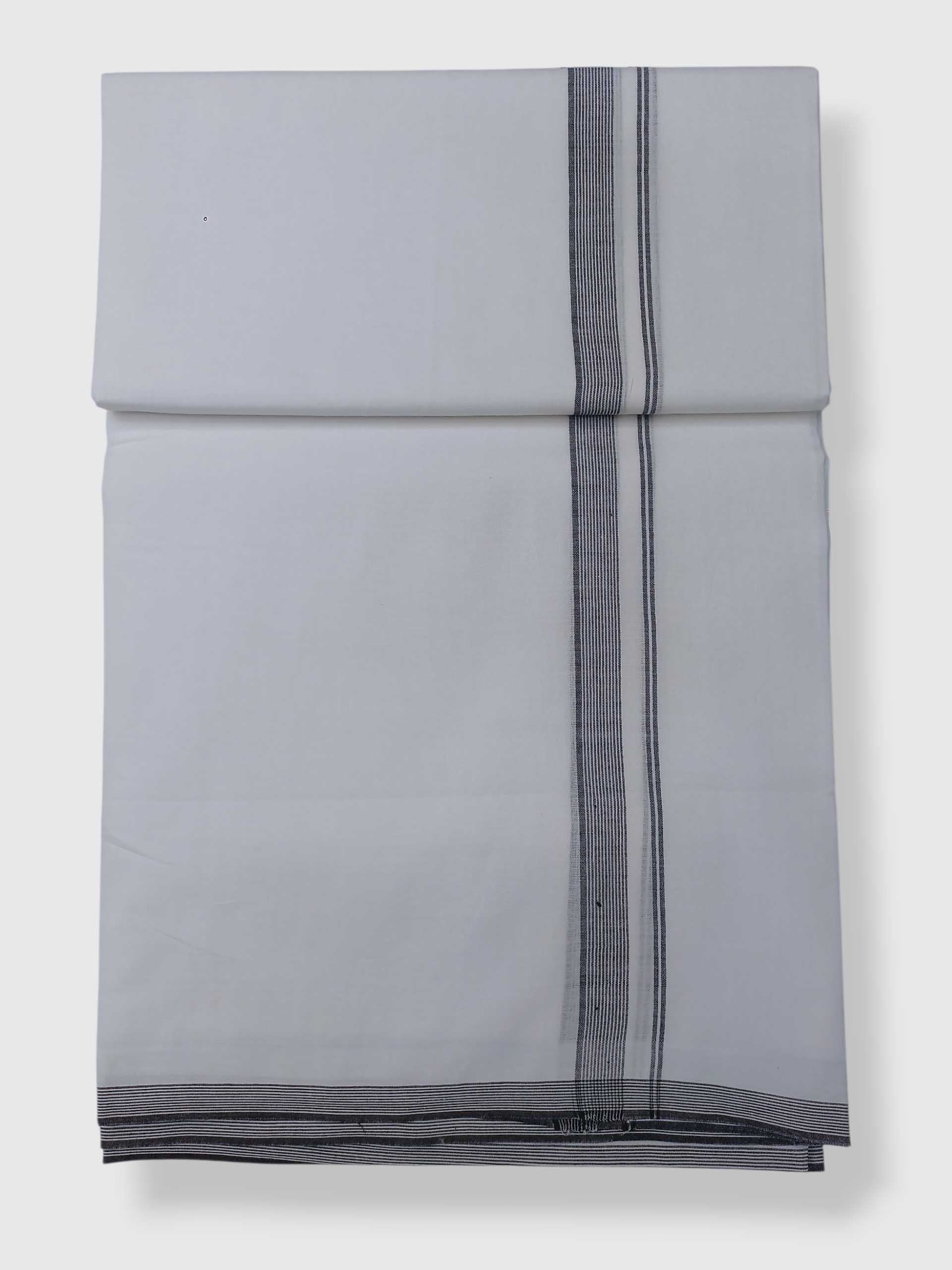 Pure White Cotton Men's Double Dhoti
