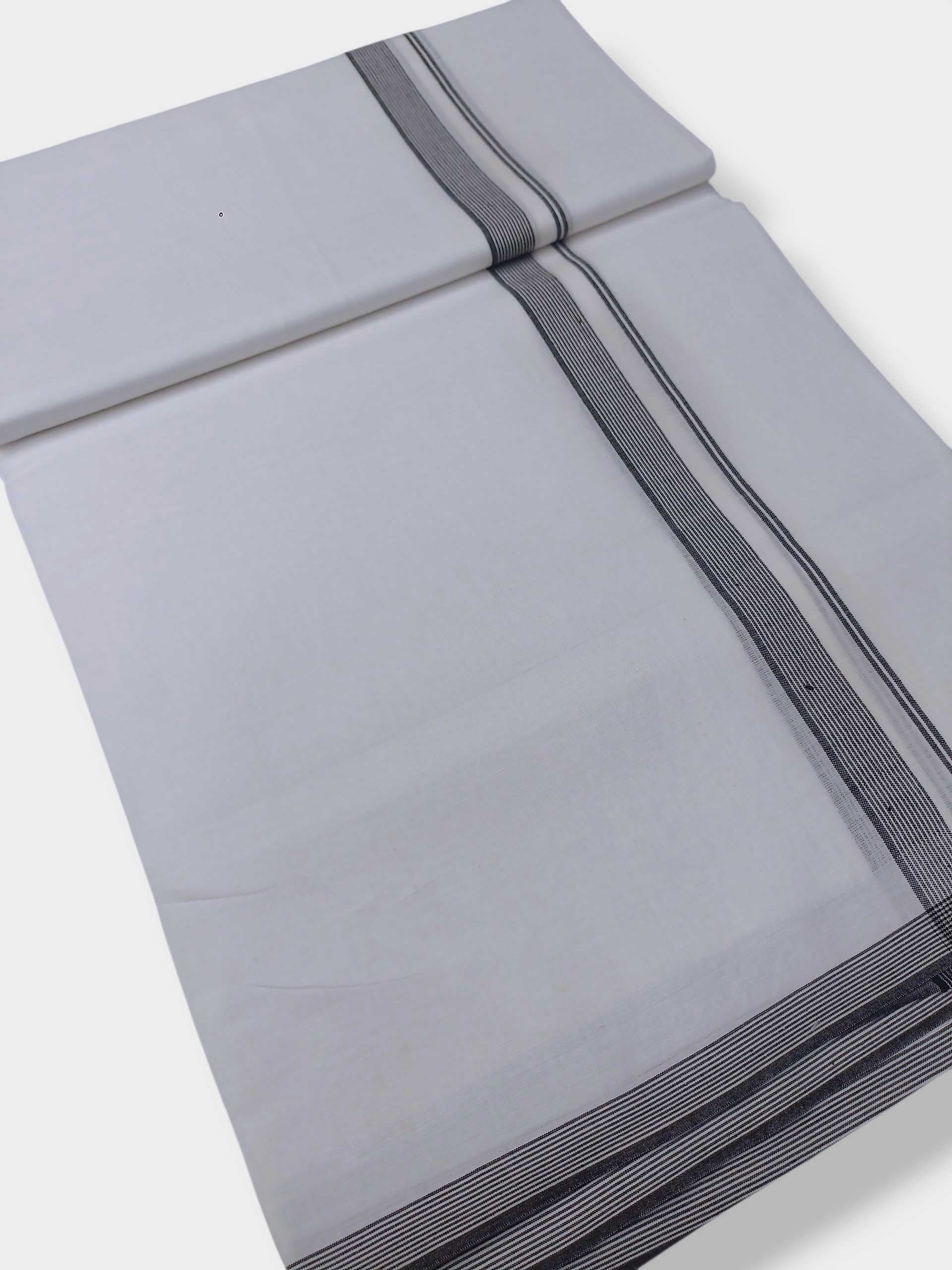 Pure White Cotton Men's Double Dhoti