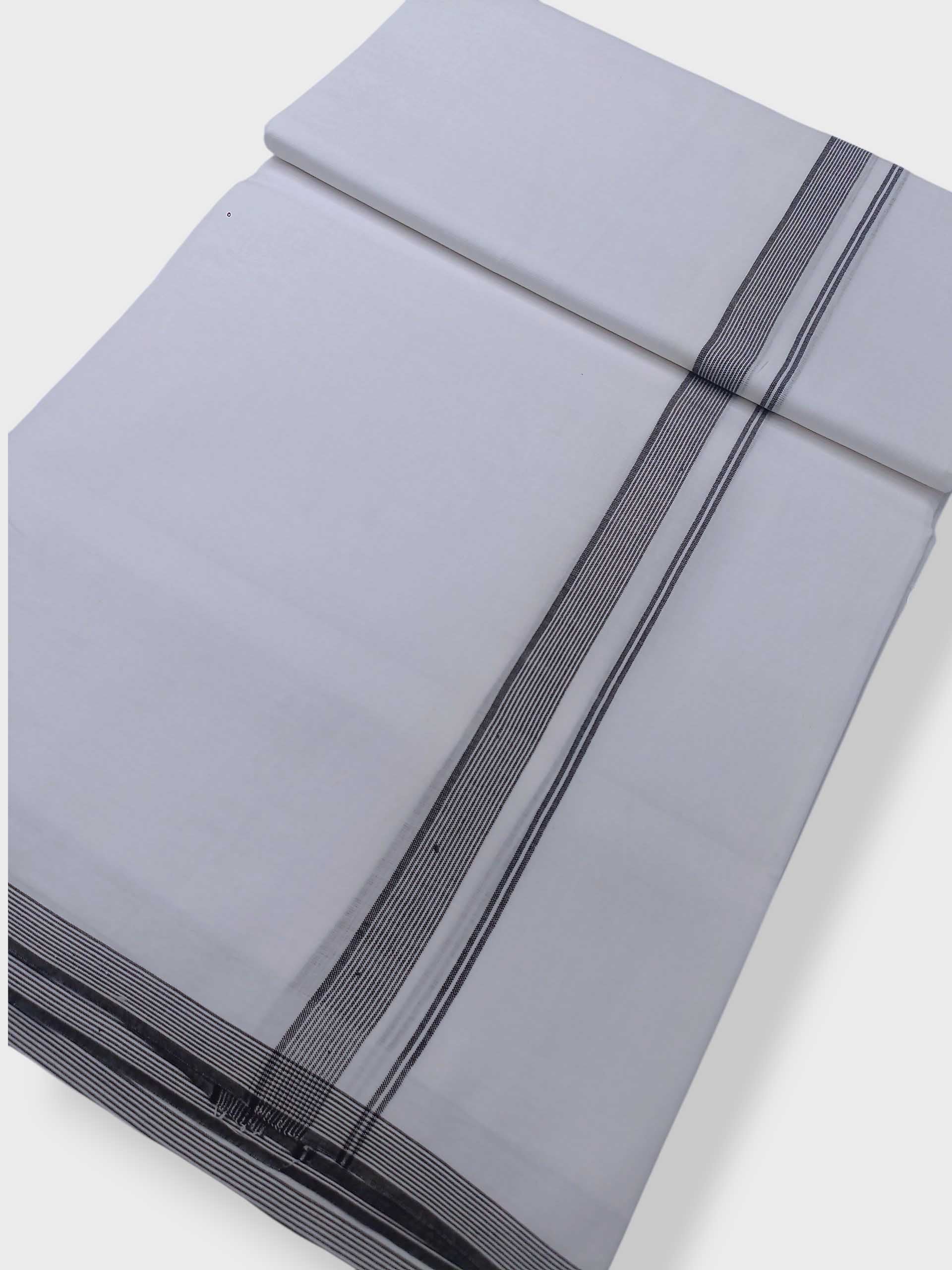 Pure White Cotton Men's Double Dhoti