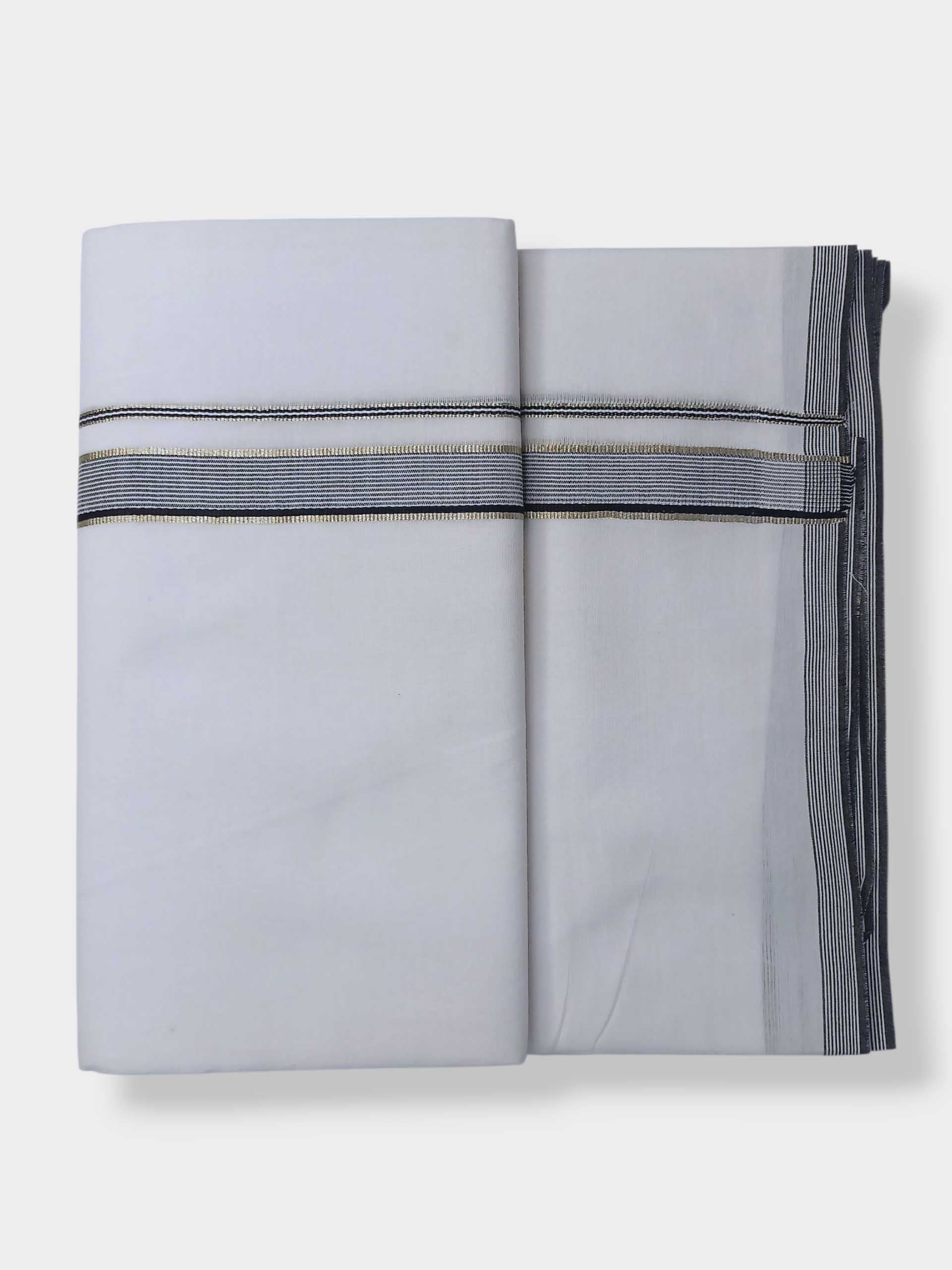 Pure White Cotton Men's Double Dhoti