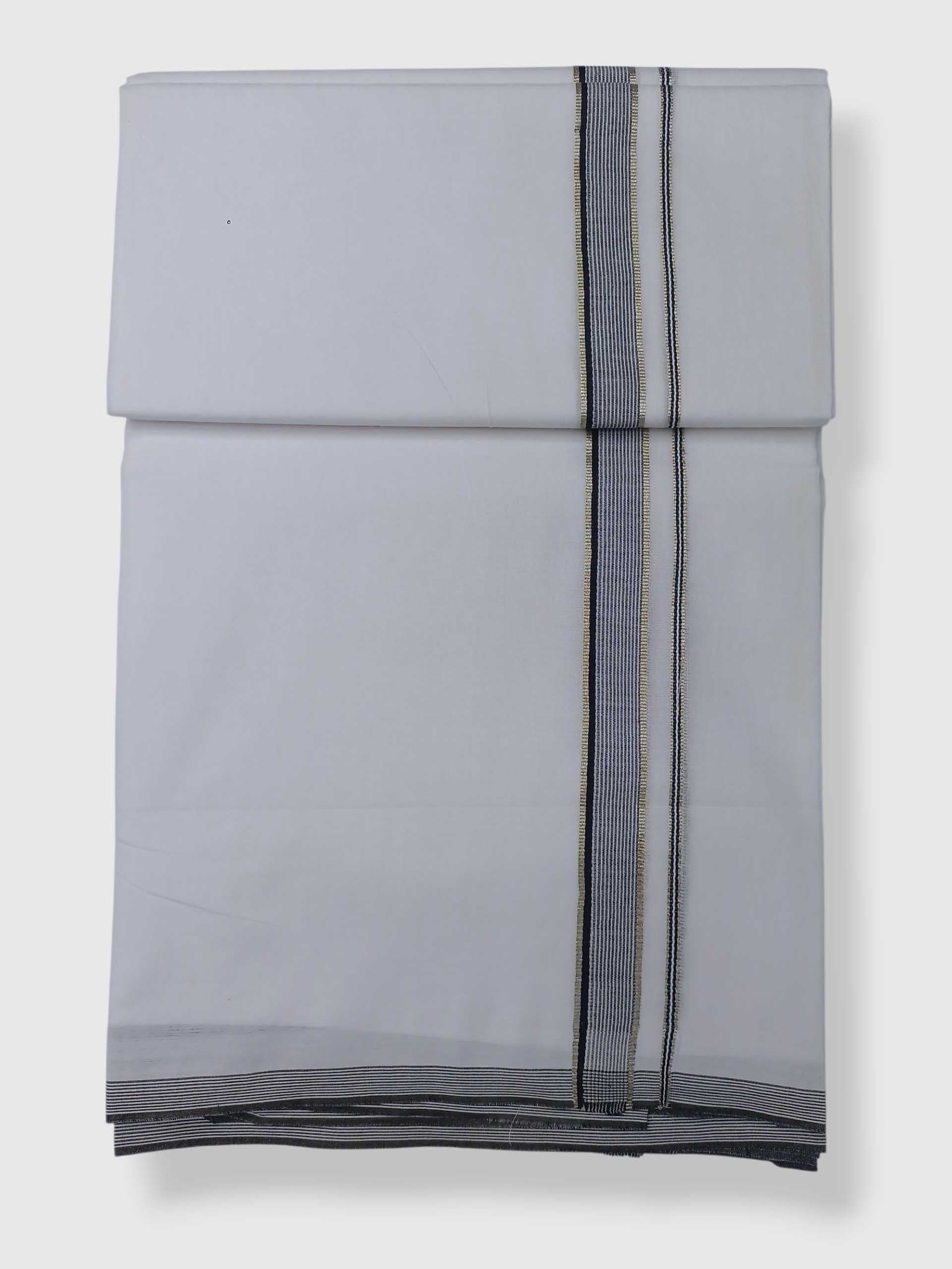 Pure White Cotton Men's Double Dhoti