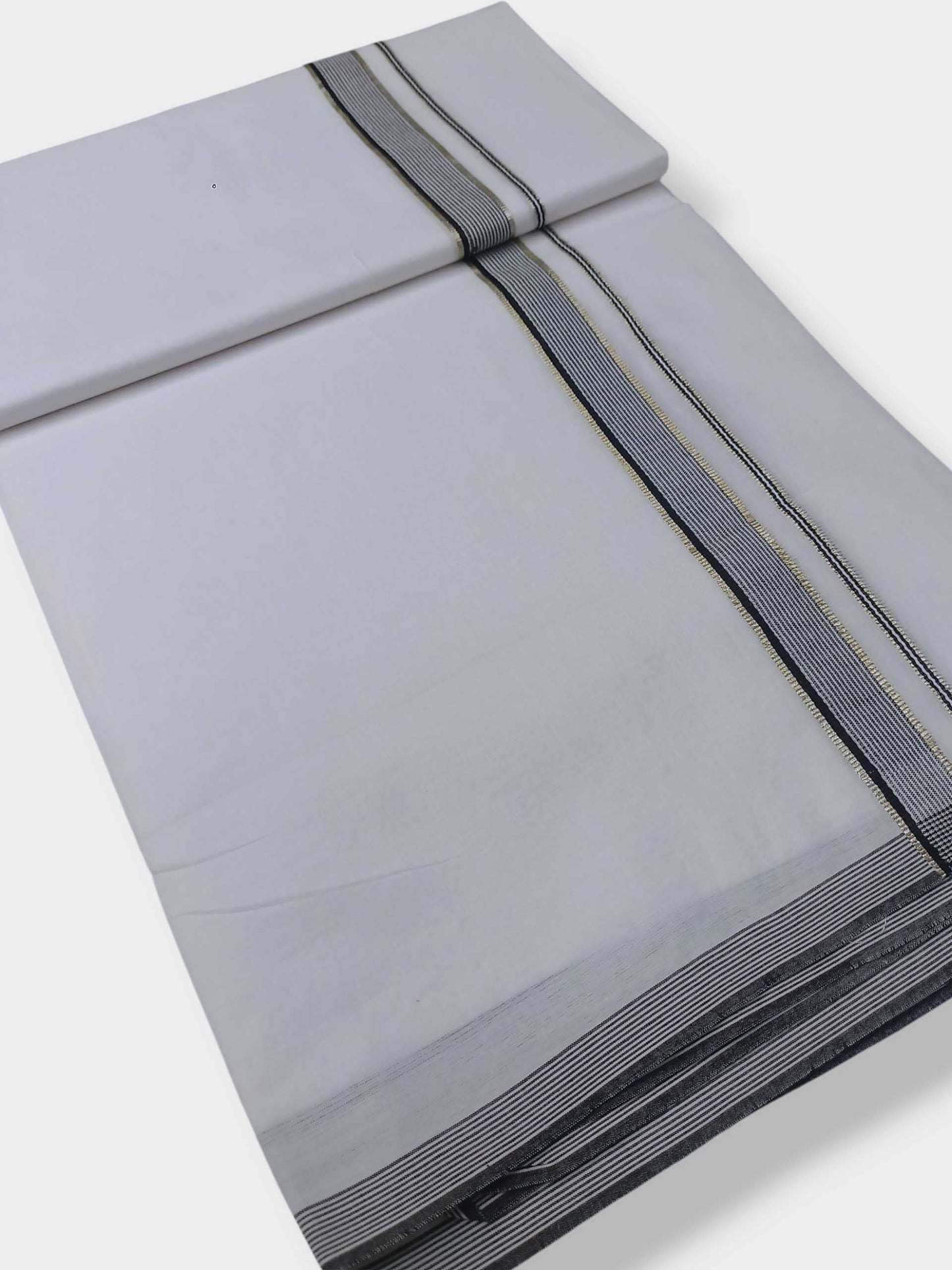 Pure White Cotton Men's Double Dhoti