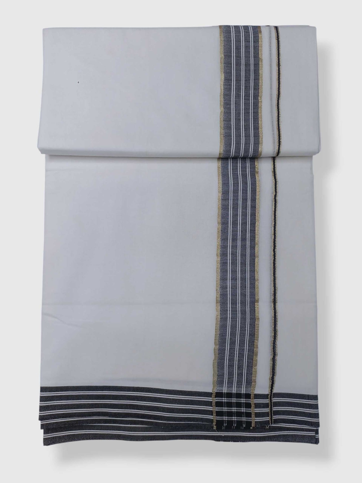 Pure White Cotton Men's Double Dhoti