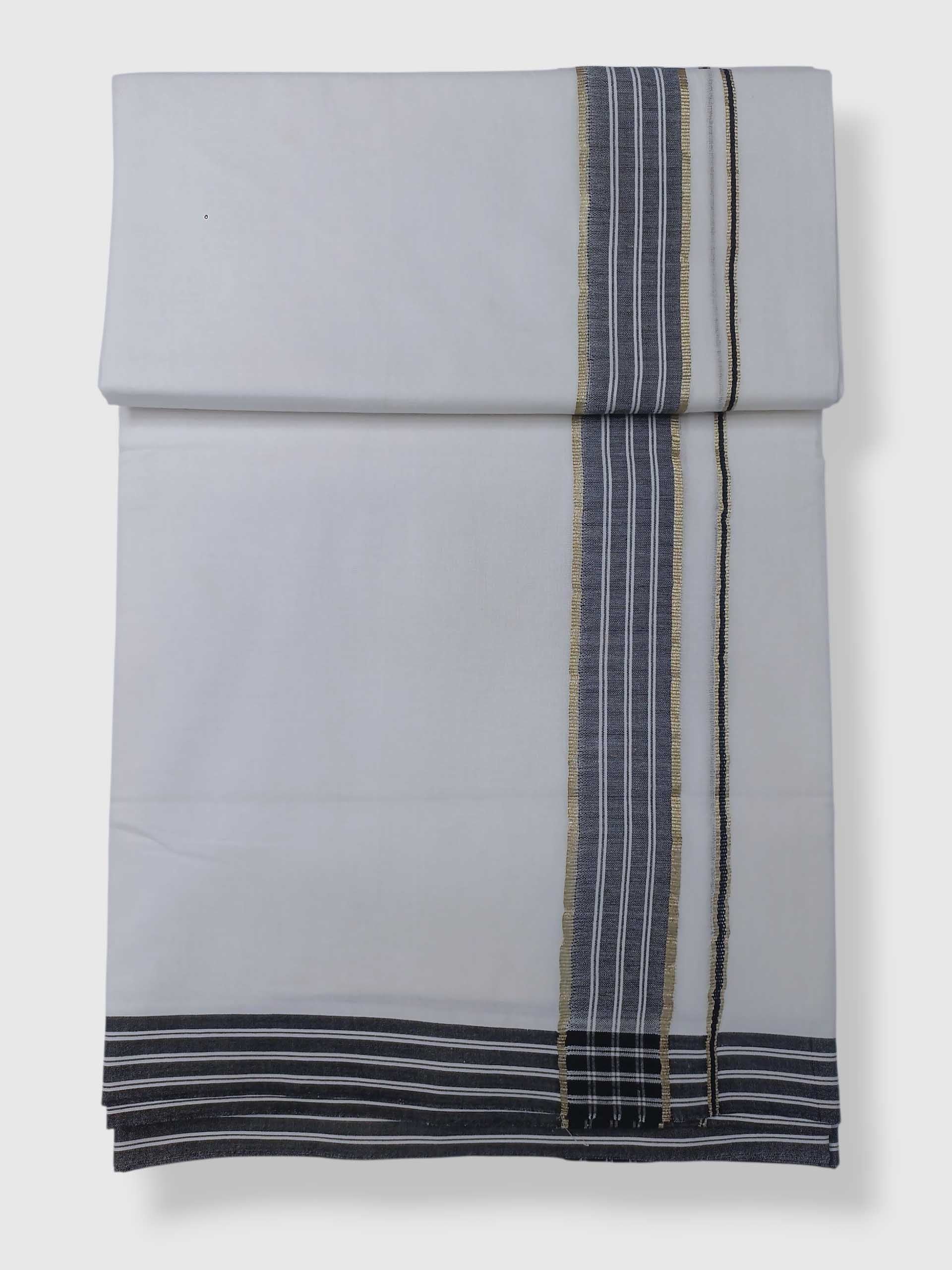 Pure White Cotton Men's Double Dhoti