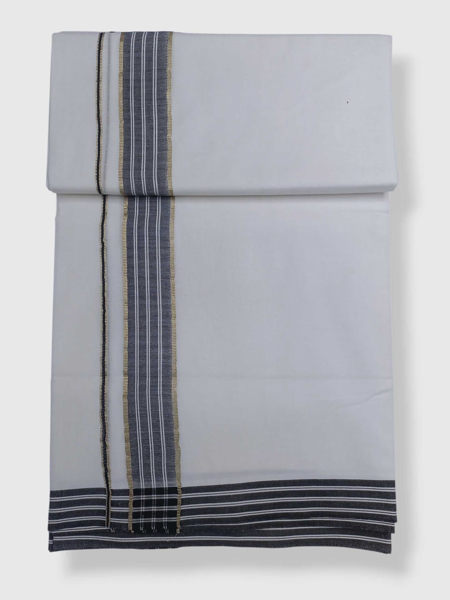 Pure White Cotton Men's Double Dhoti