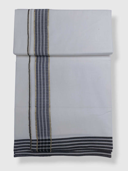 Pure White Cotton Men's Double Dhoti