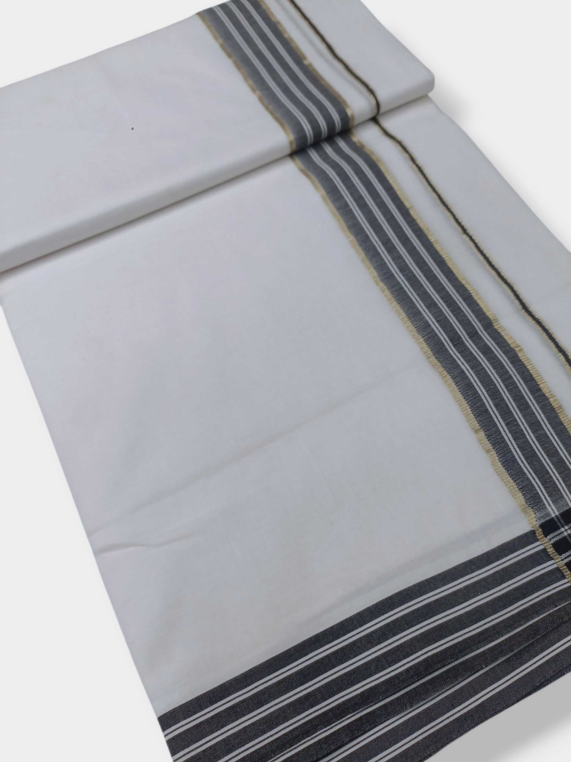 Pure White Cotton Men's Double Dhoti