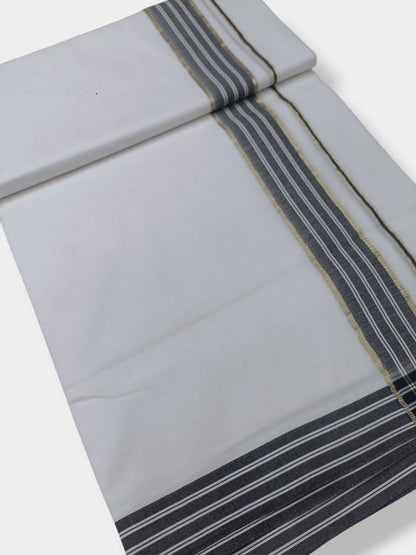 Pure White Cotton Men's Double Dhoti