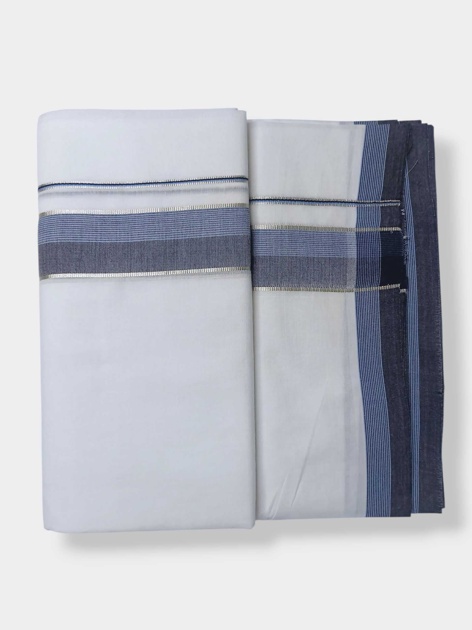 Pure White Cotton Men's Double Dhoti