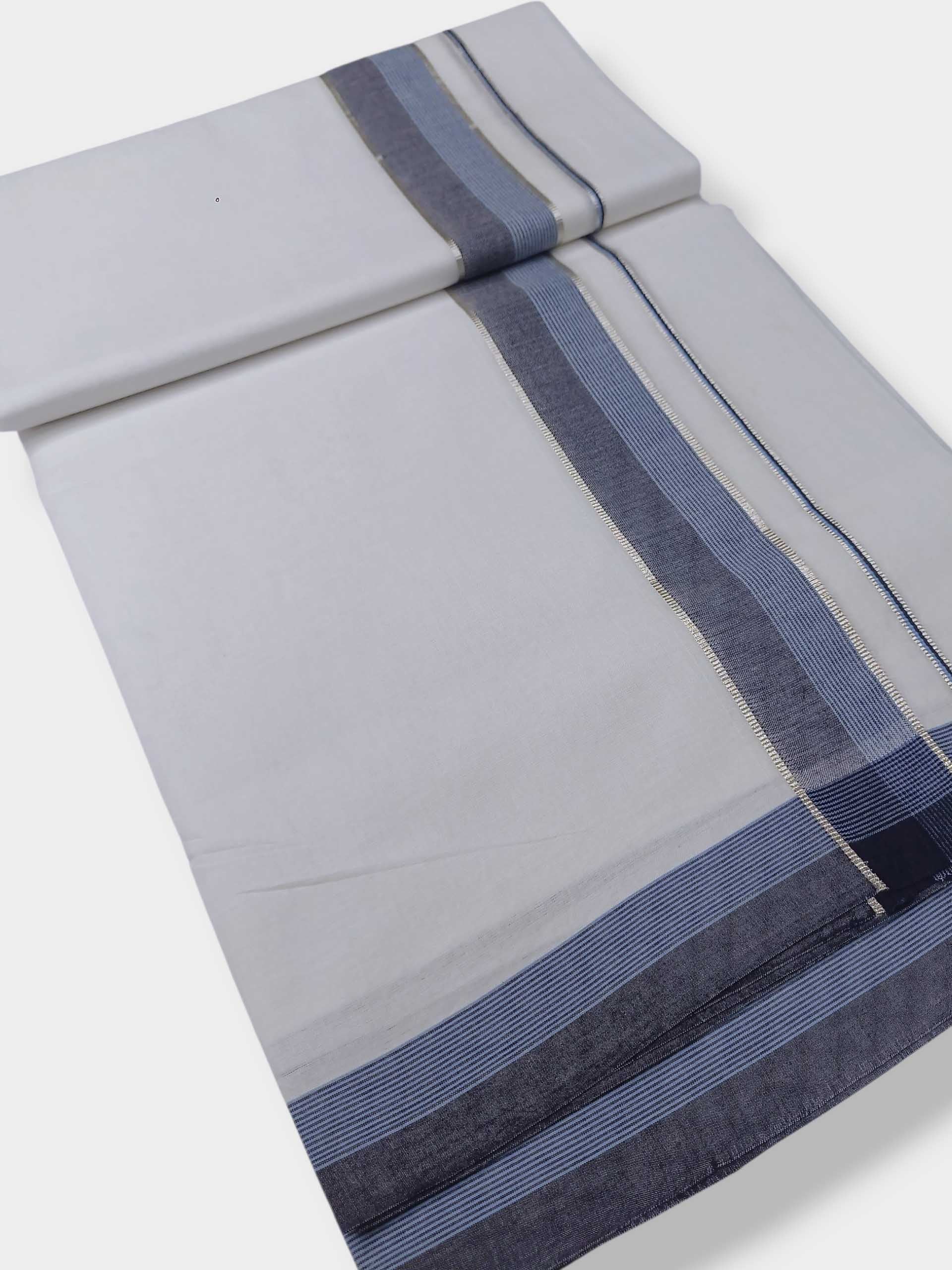 Pure White Cotton Men's Double Dhoti