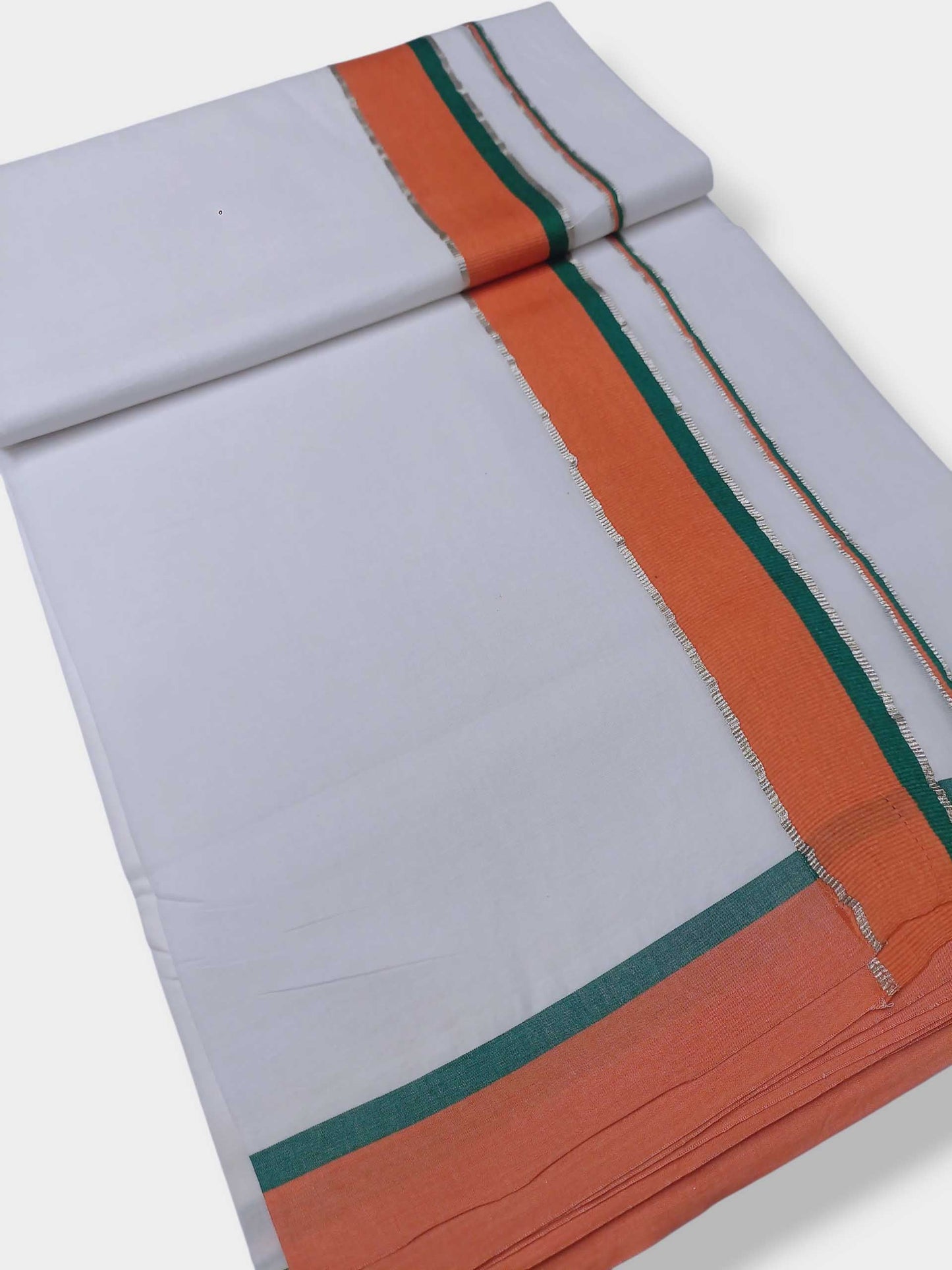 Pure White Cotton Men's Double Dhoti