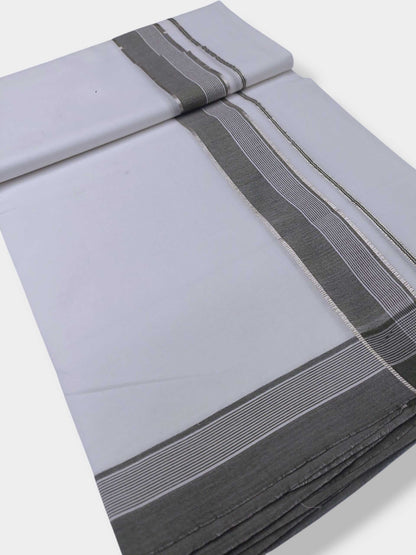 Pure White Cotton Men's Double Dhoti