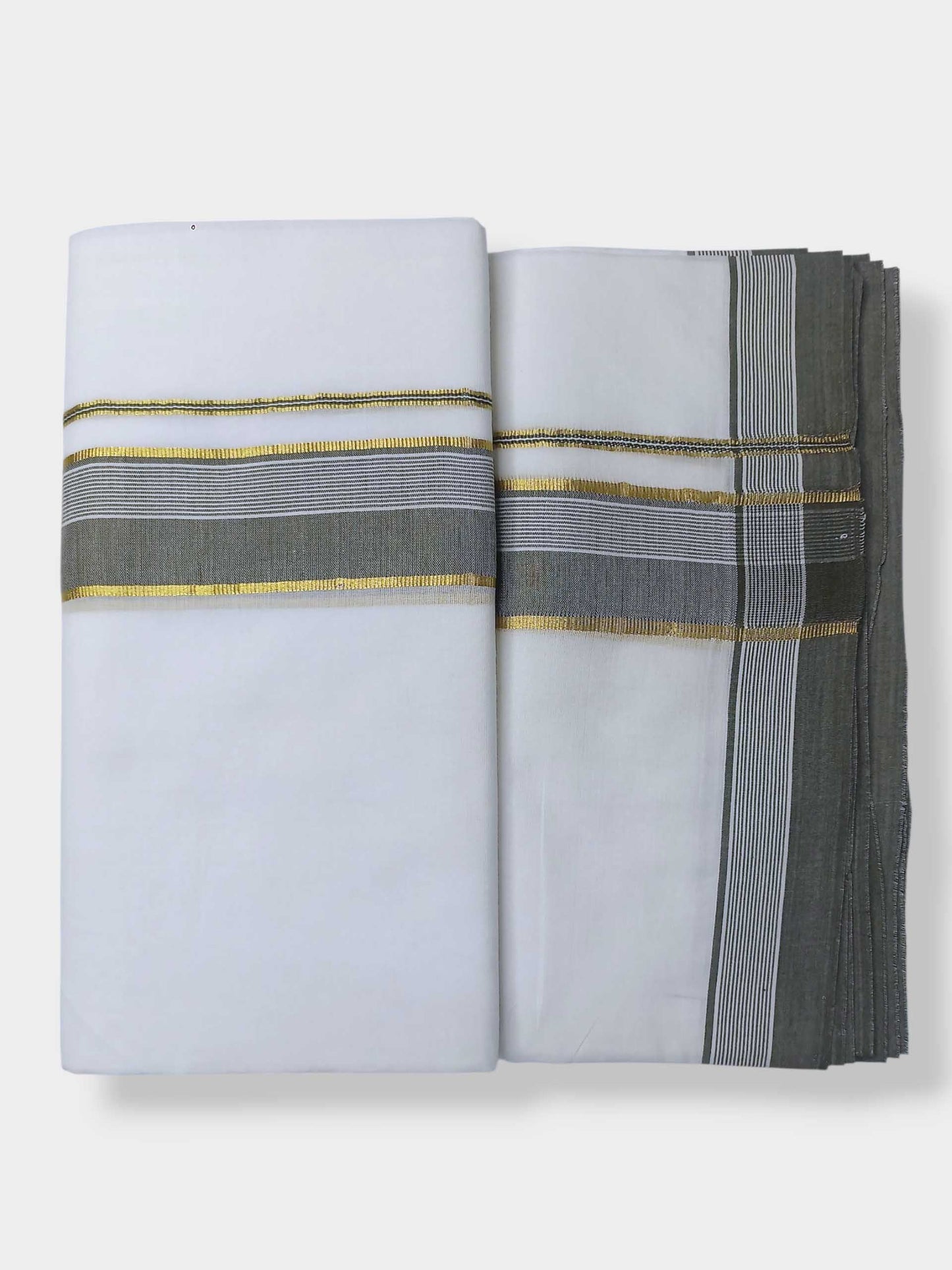 Pure White Cotton Men's Double Dhoti