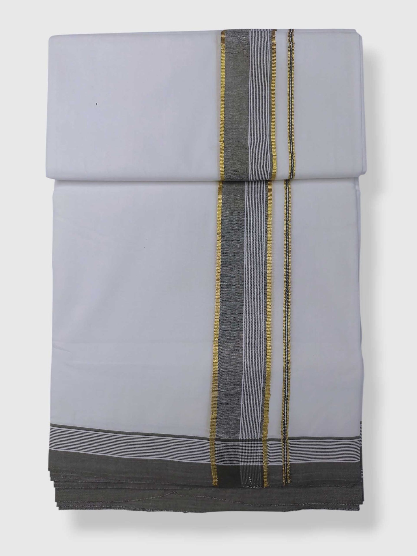 Pure White Cotton Men's Double Dhoti