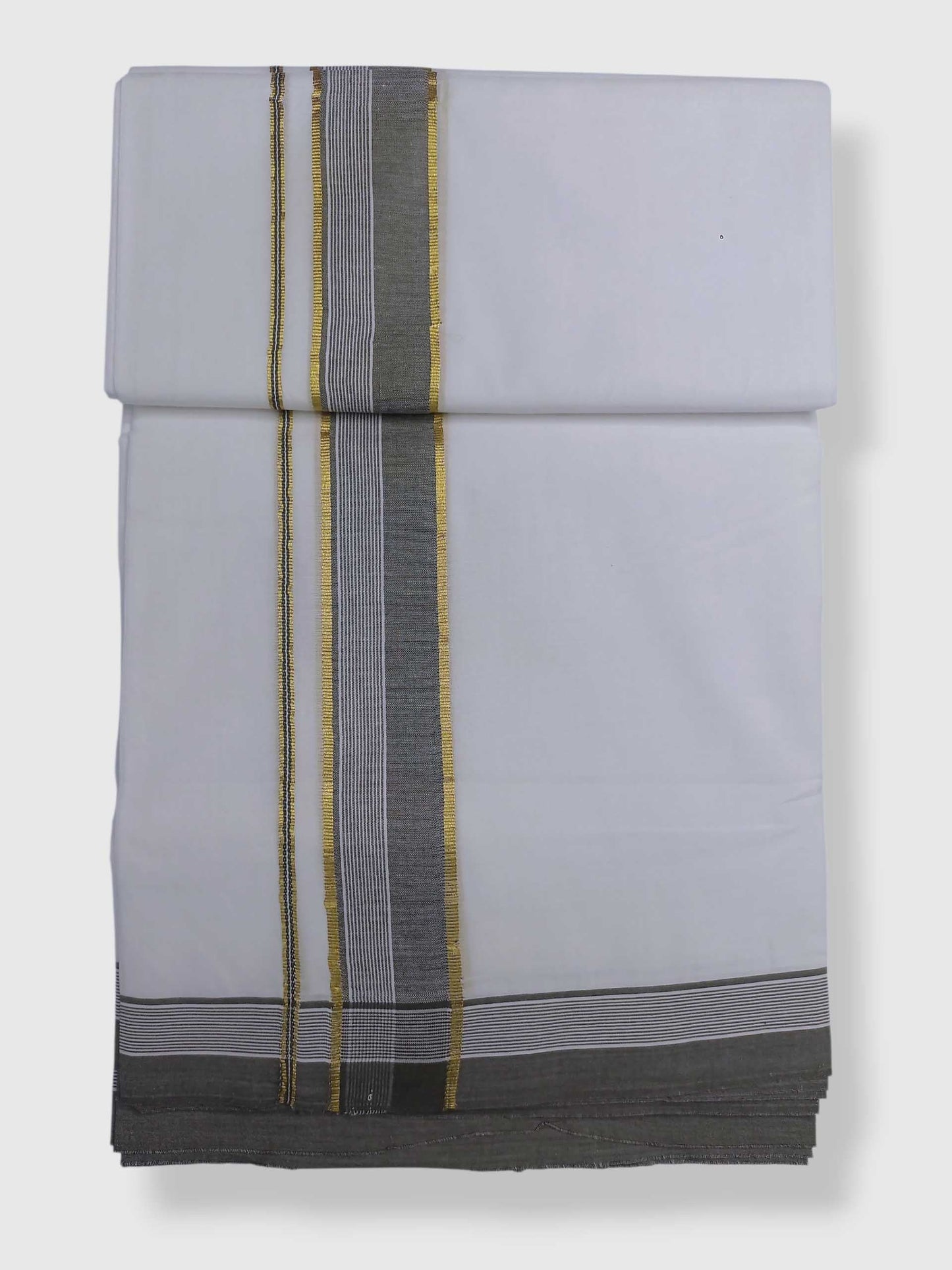 Pure White Cotton Men's Double Dhoti