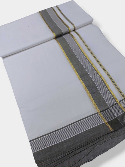 Pure White Cotton Men's Double Dhoti