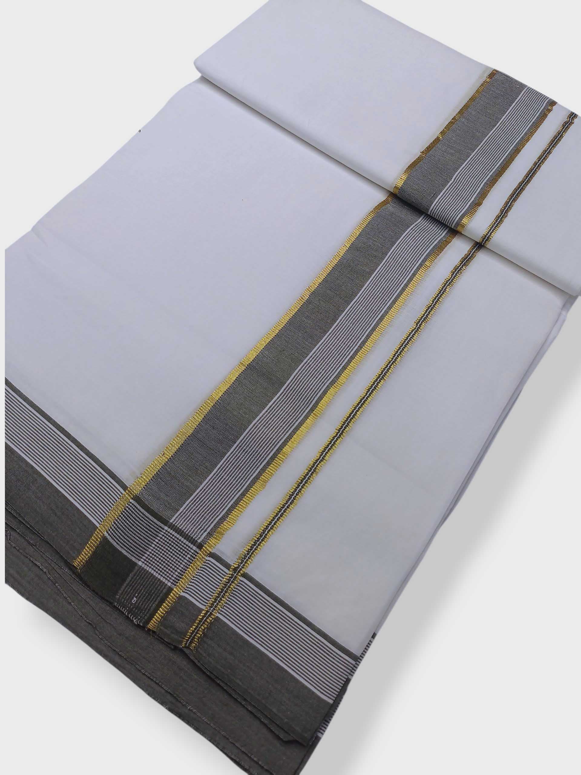 Pure White Cotton Men's Double Dhoti