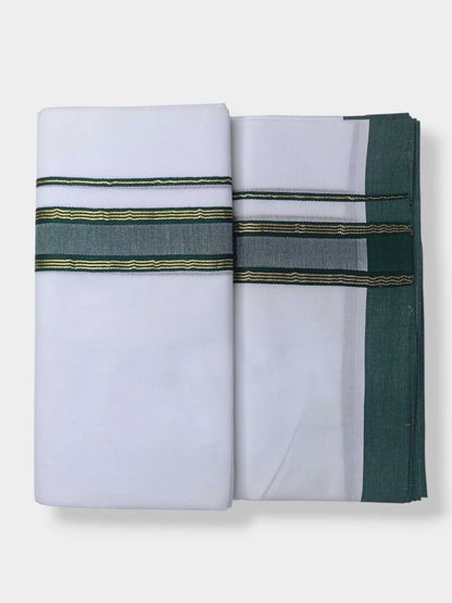 Pure White Cotton Men's Double Dhoti