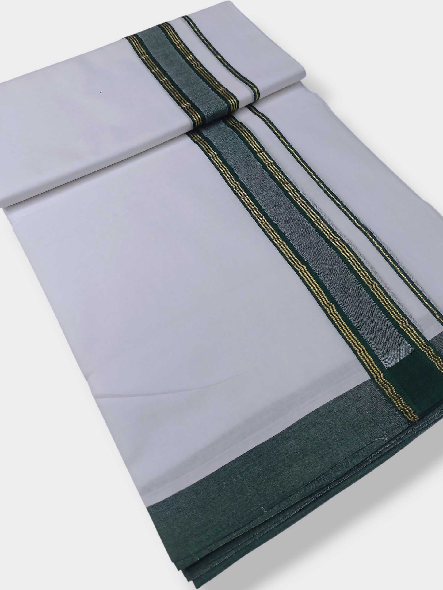 Pure White Cotton Men's Double Dhoti