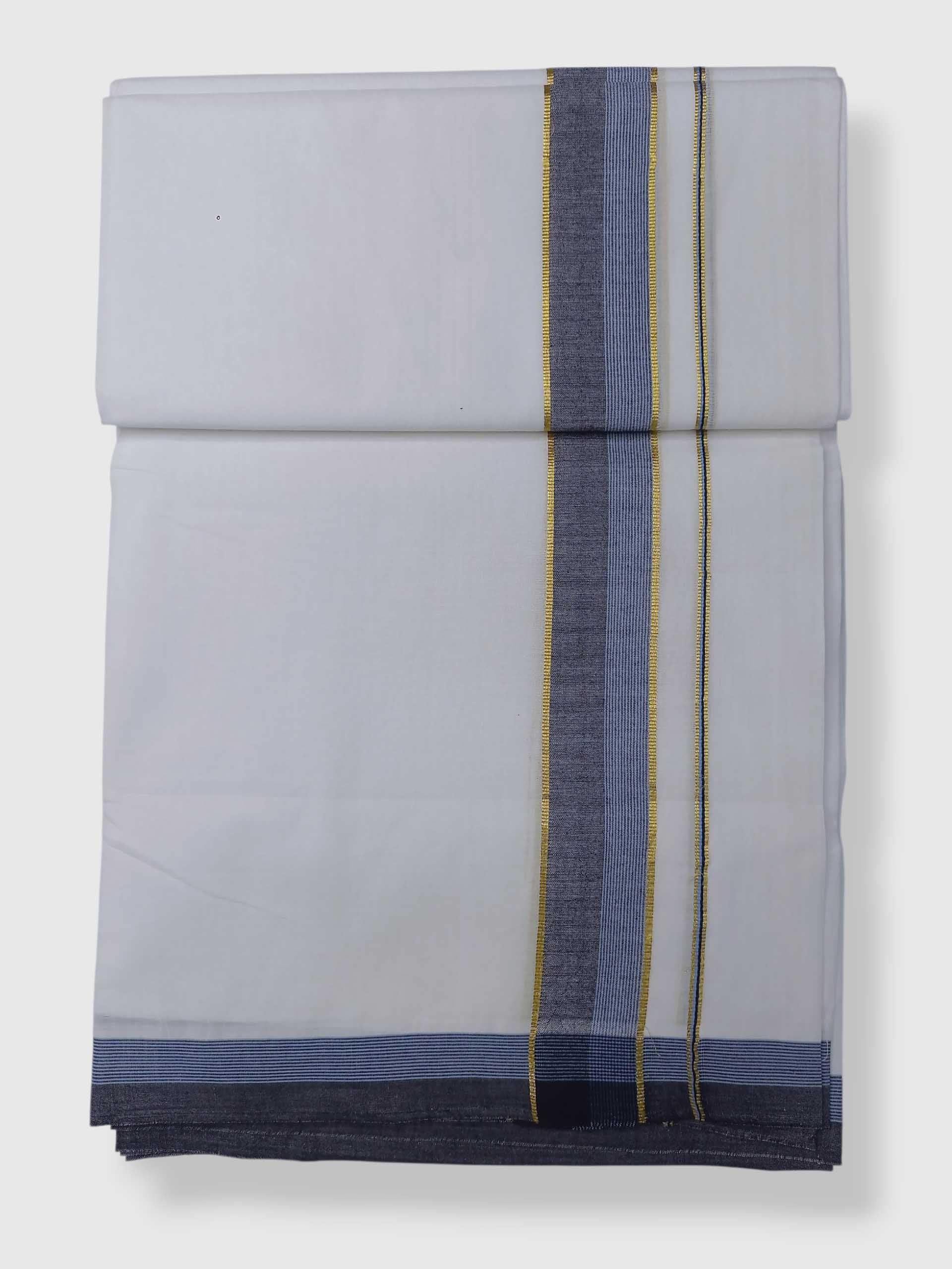 Pure White Cotton Men's Double Dhoti