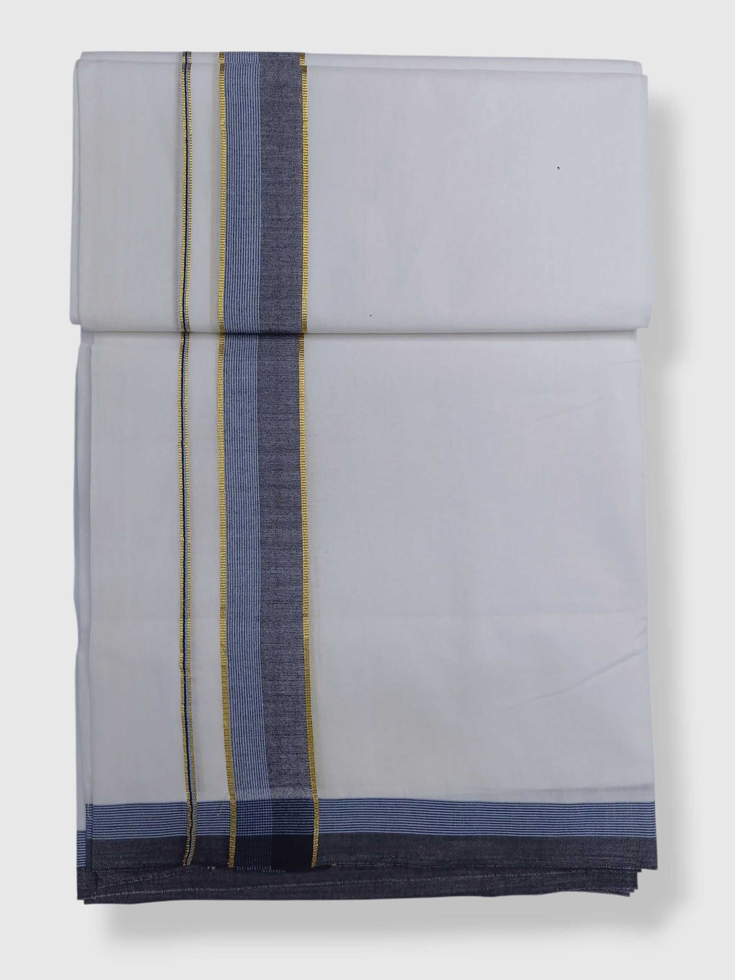 Pure White Cotton Men's Double Dhoti