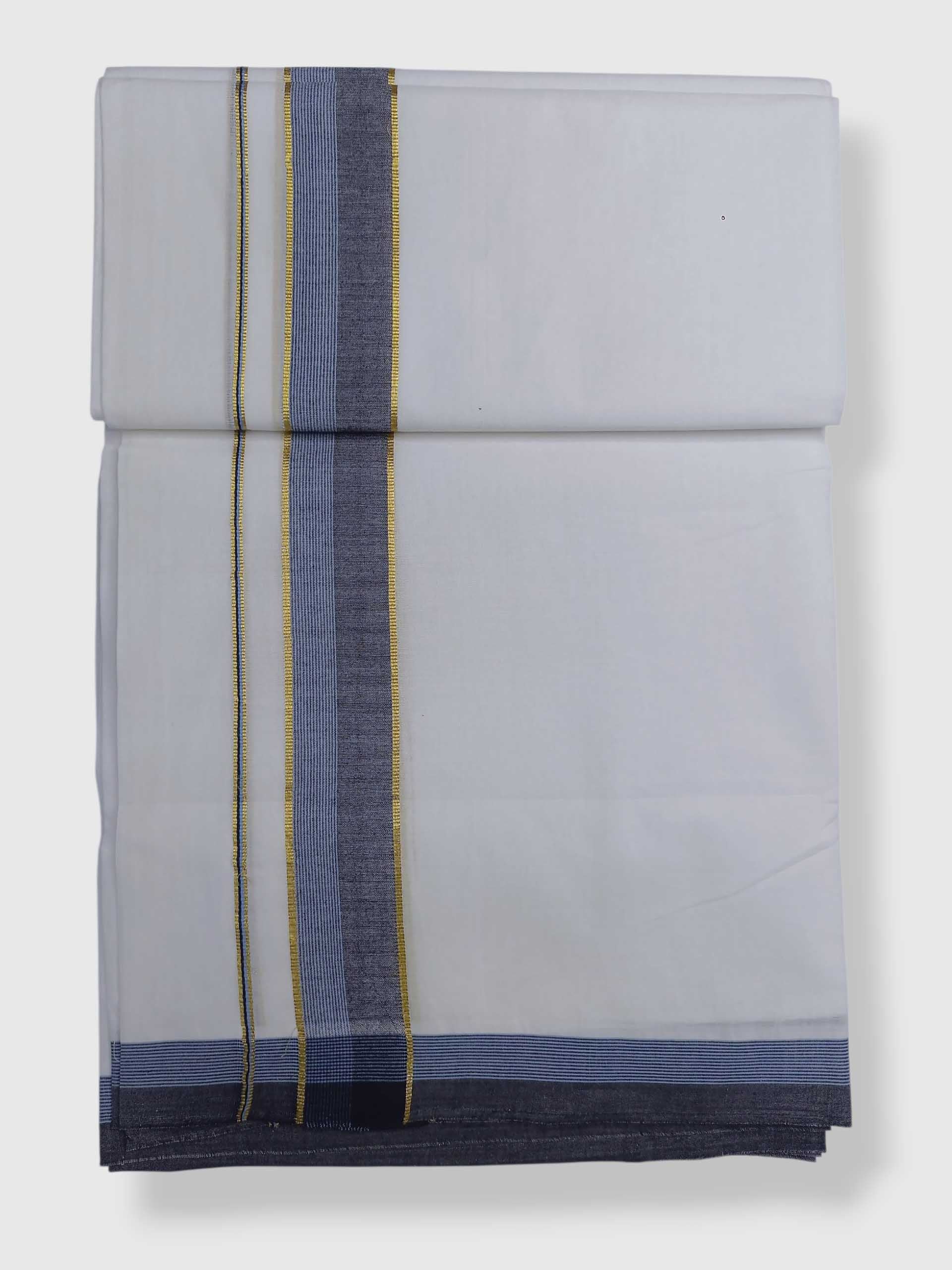 Pure White Cotton Men's Double Dhoti