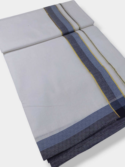 Pure White Cotton Men's Double Dhoti