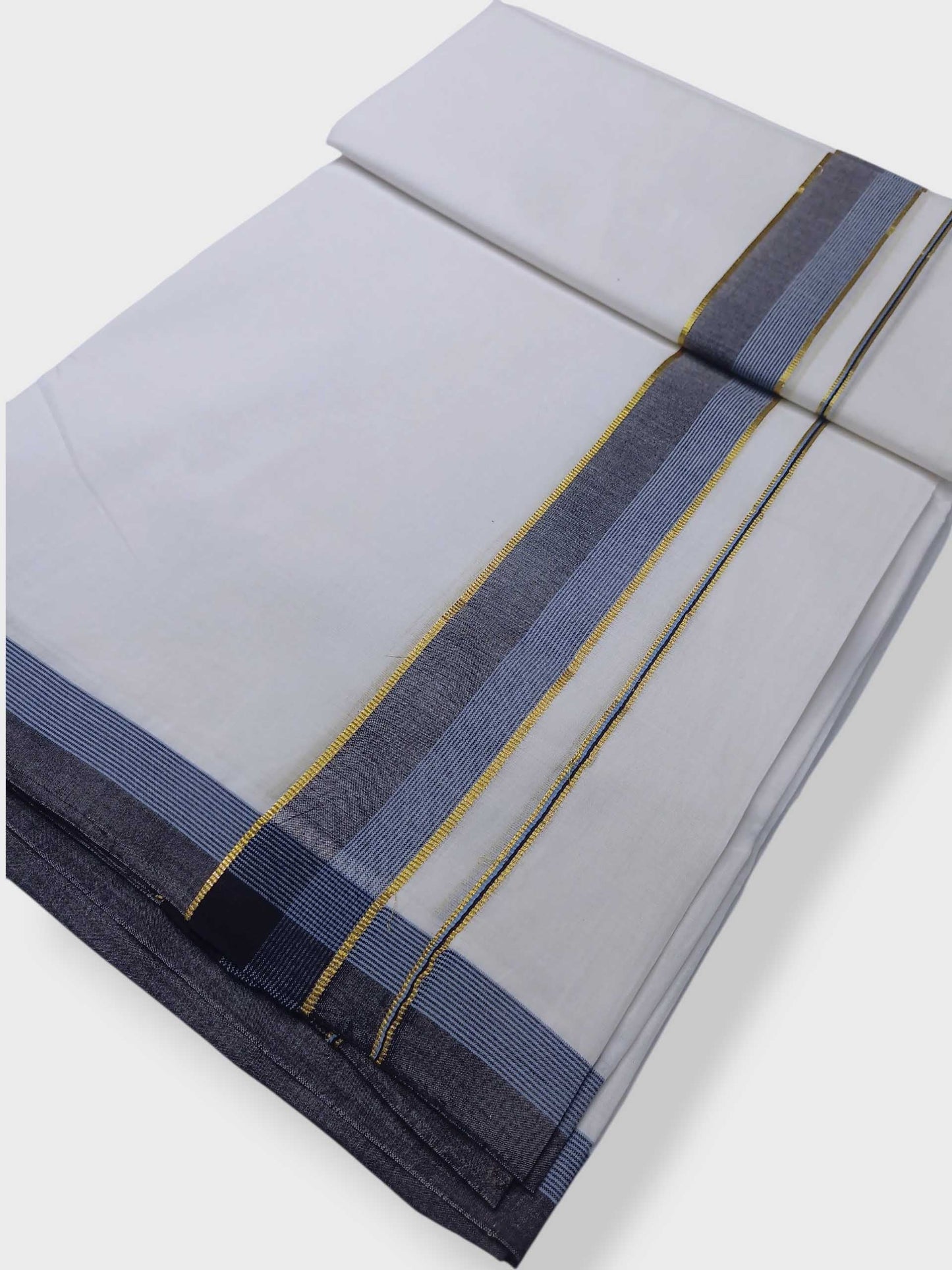 Pure White Cotton Men's Double Dhoti