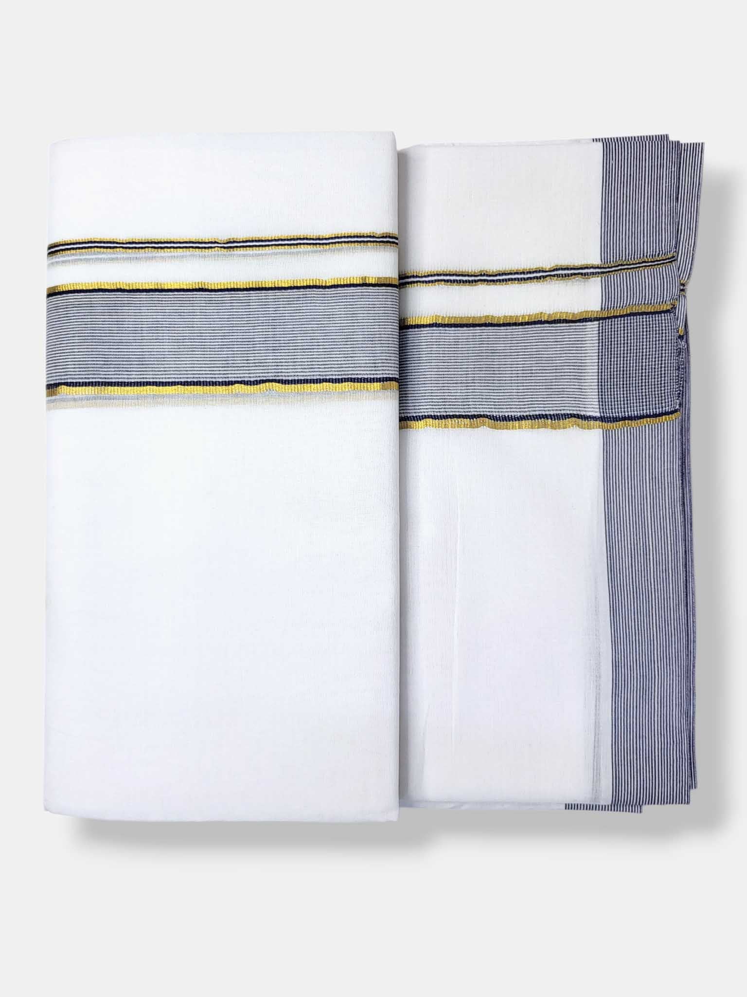 Pure White Cotton Men's Double Dhoti