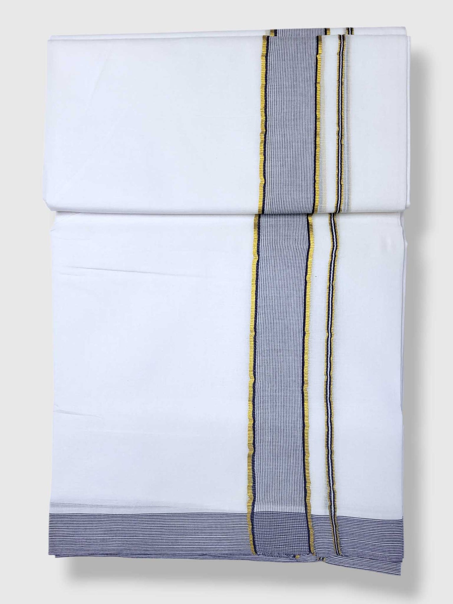 Pure White Cotton Men's Double Dhoti