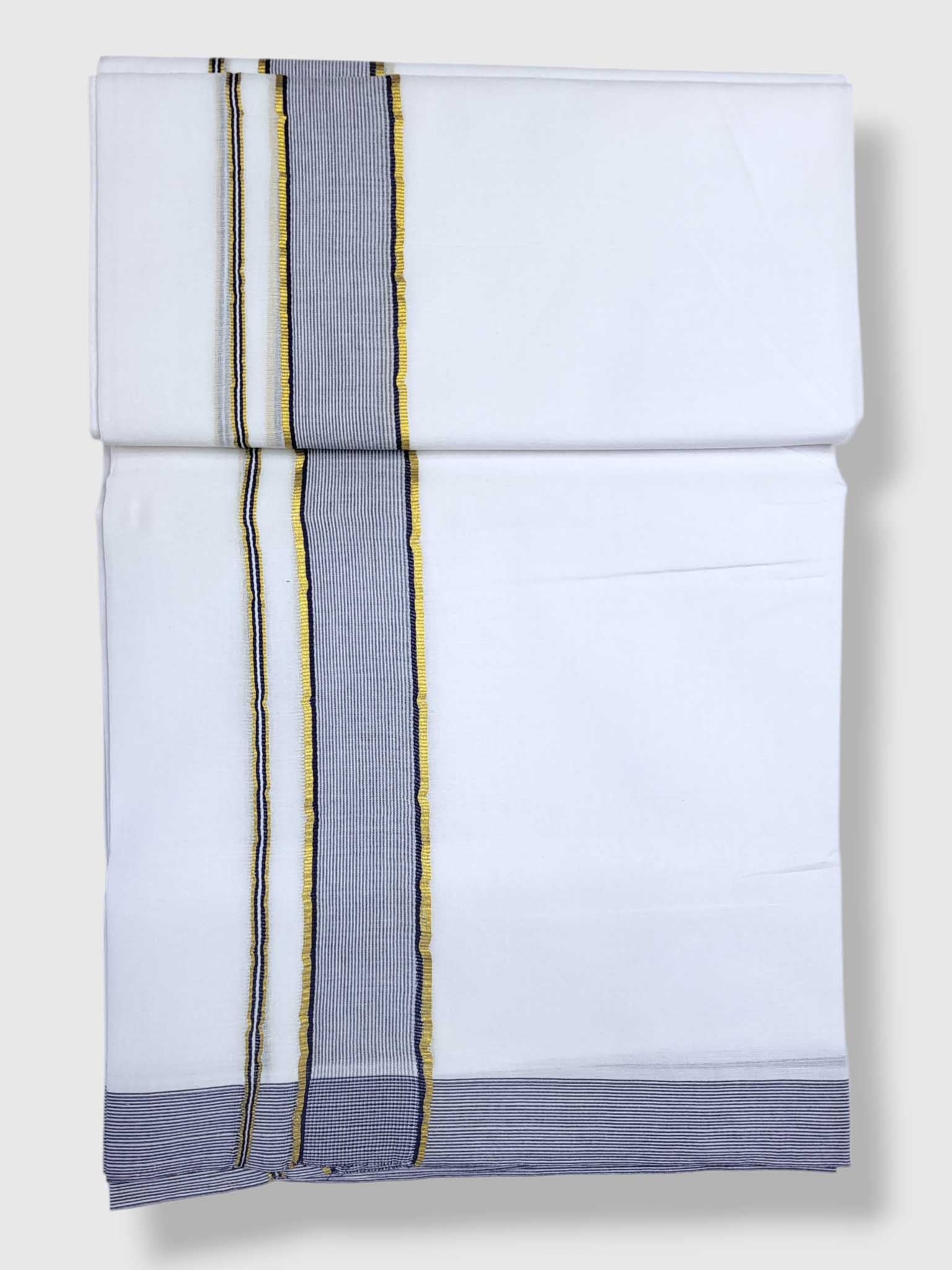 Pure White Cotton Men's Double Dhoti