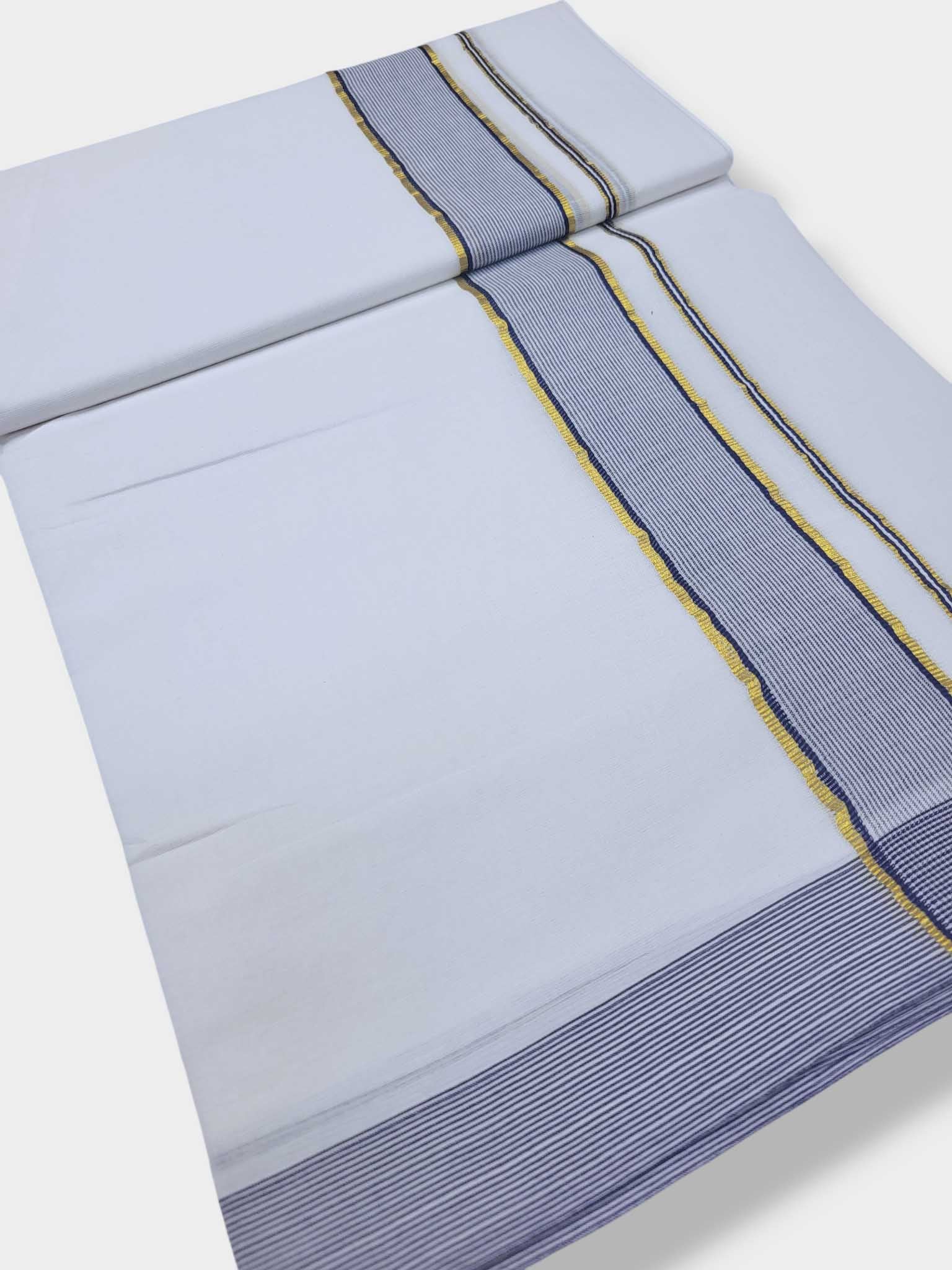 Pure White Cotton Men's Double Dhoti
