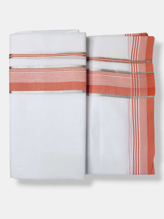 Pure White Cotton Men's Double Dhoti