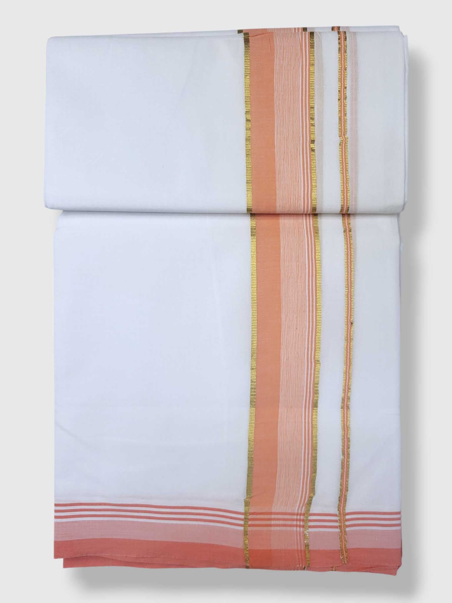 Pure White Cotton Men's Double Dhoti