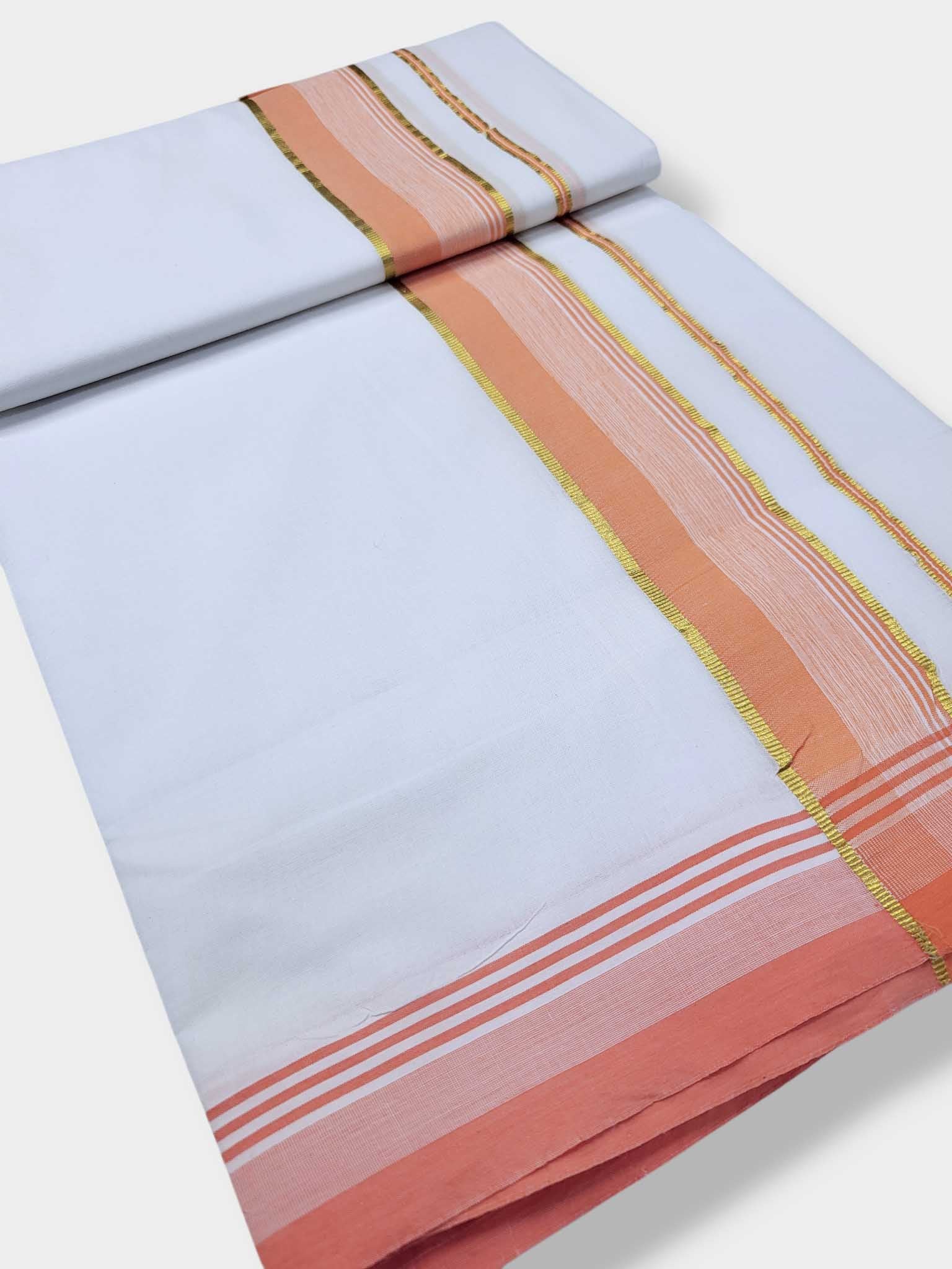Pure White Cotton Men's Double Dhoti