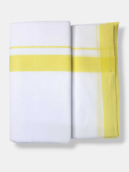 Pure White Cotton Men's Double Dhoti