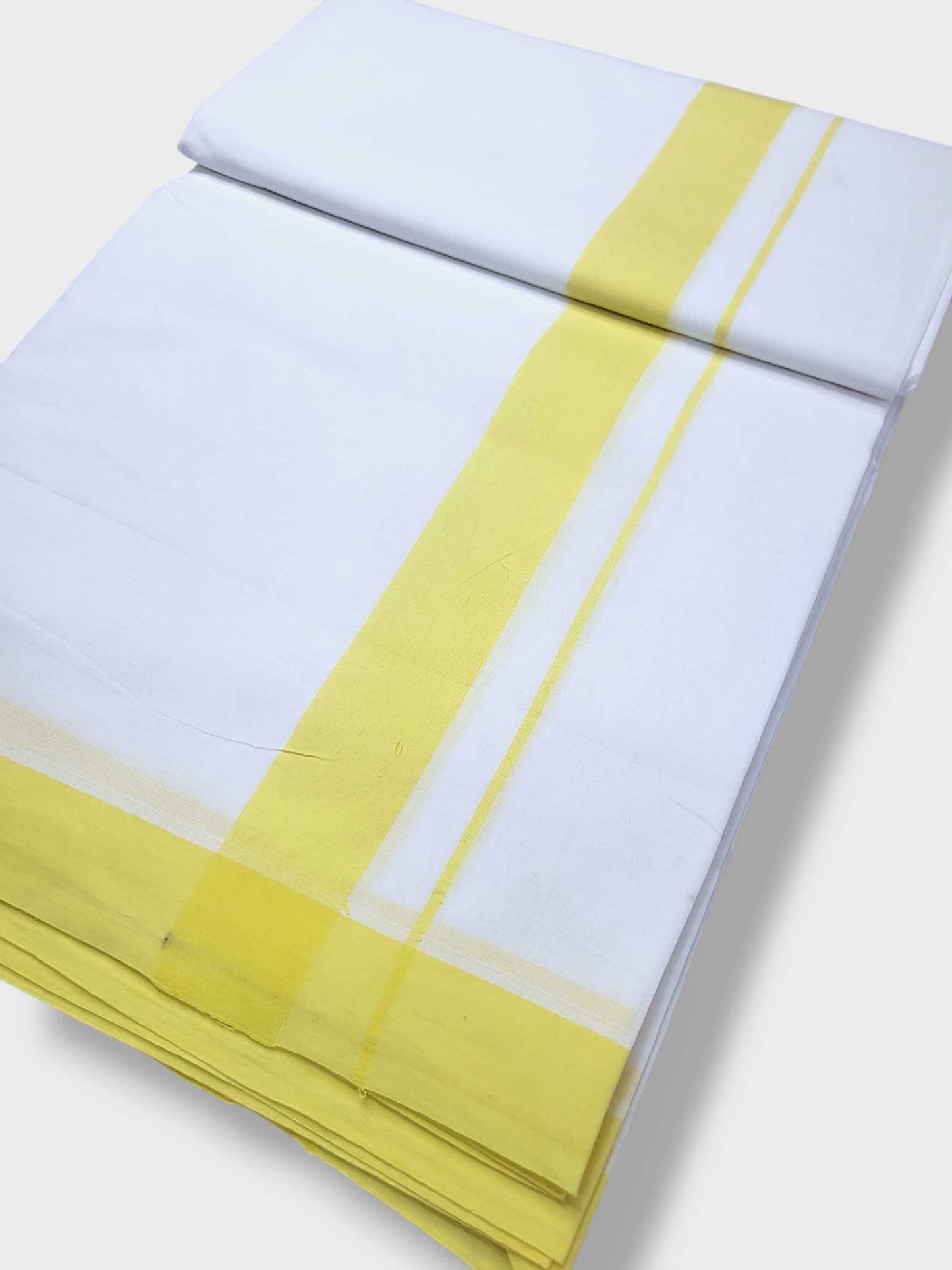 Pure White Cotton Men's Double Dhoti