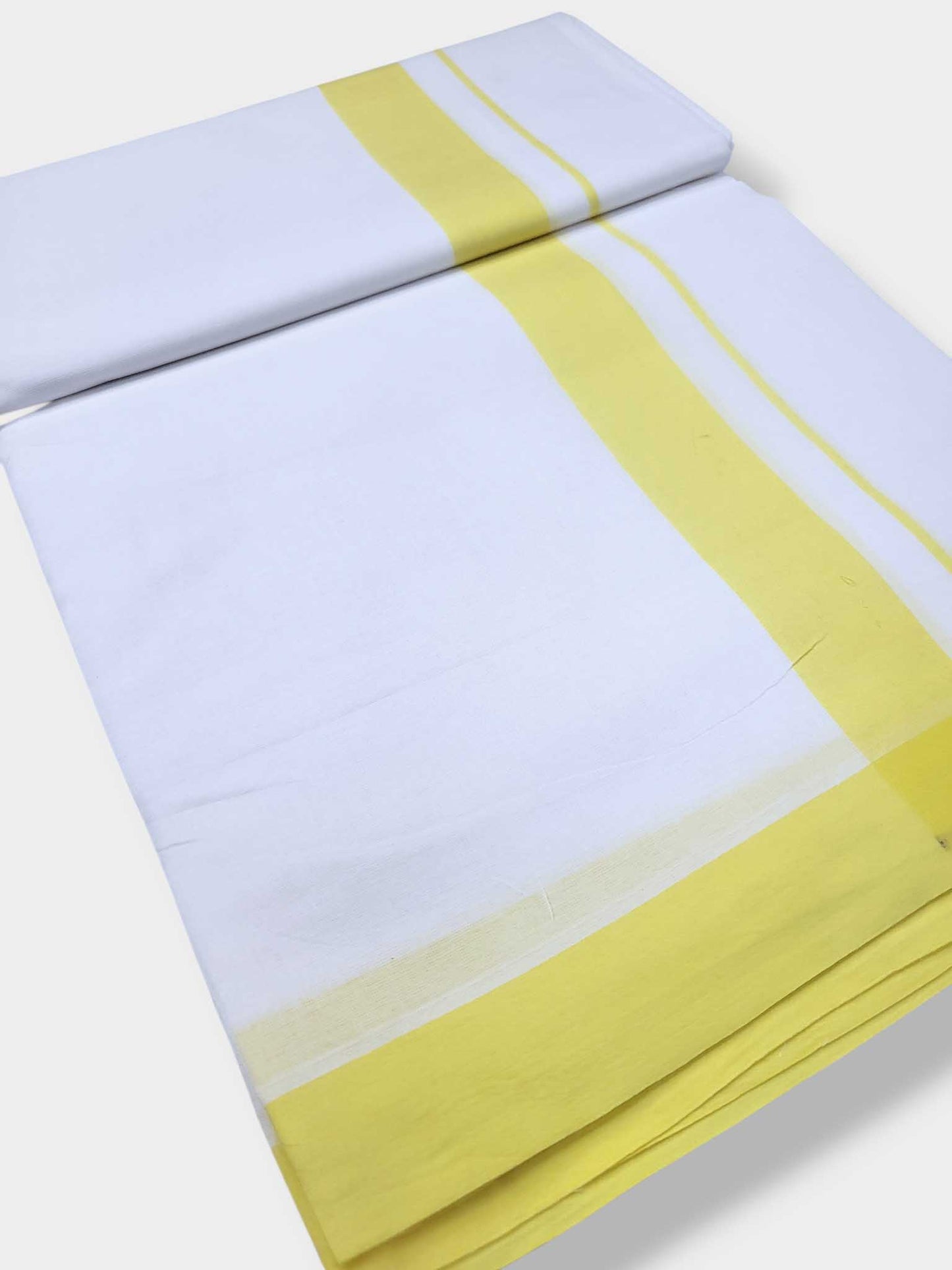 Pure White Cotton Men's Double Dhoti