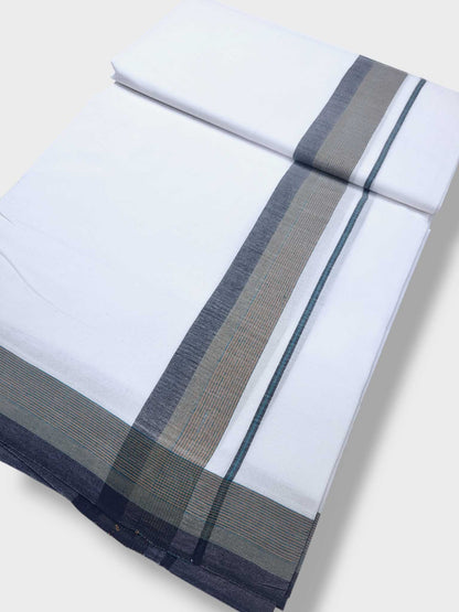 Pure White Cotton Men's Double Dhoti