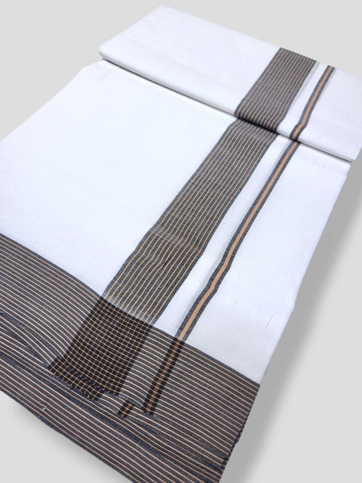 Pure White Cotton Men's Double Dhoti