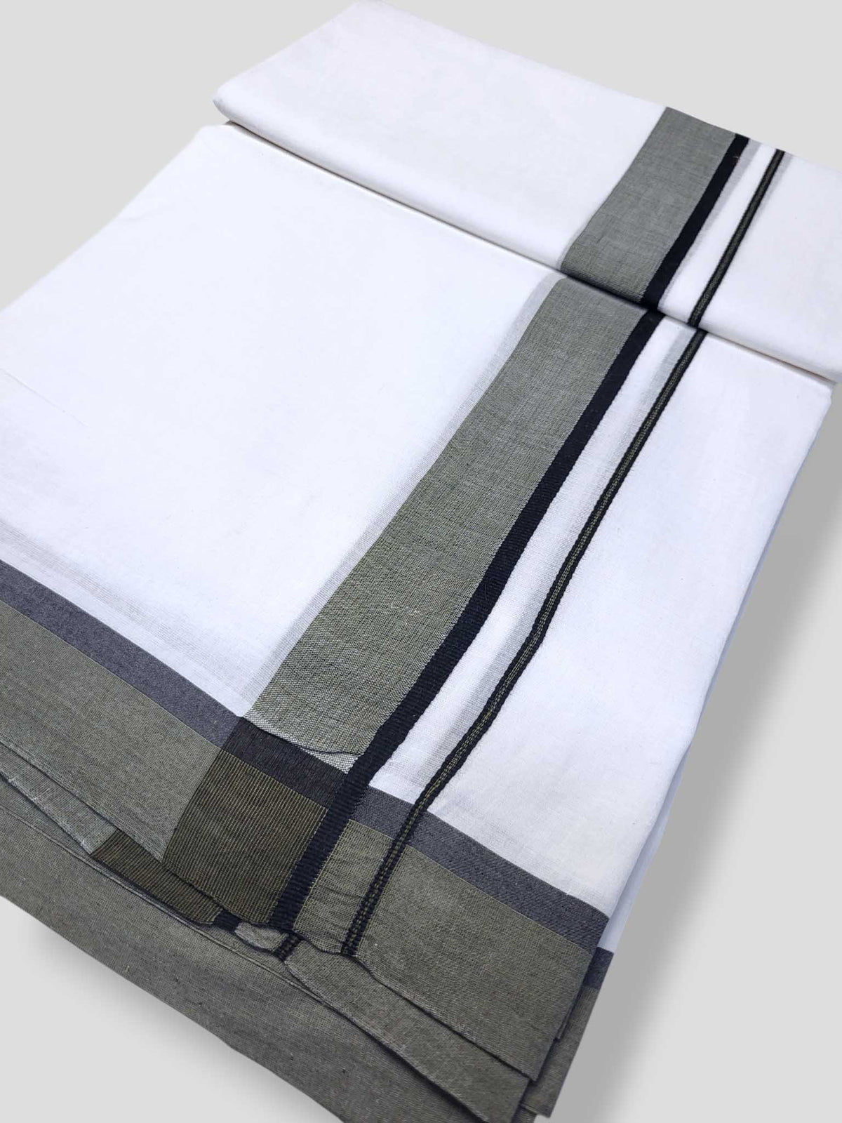 Pure White Cotton Men's Double Dhoti
