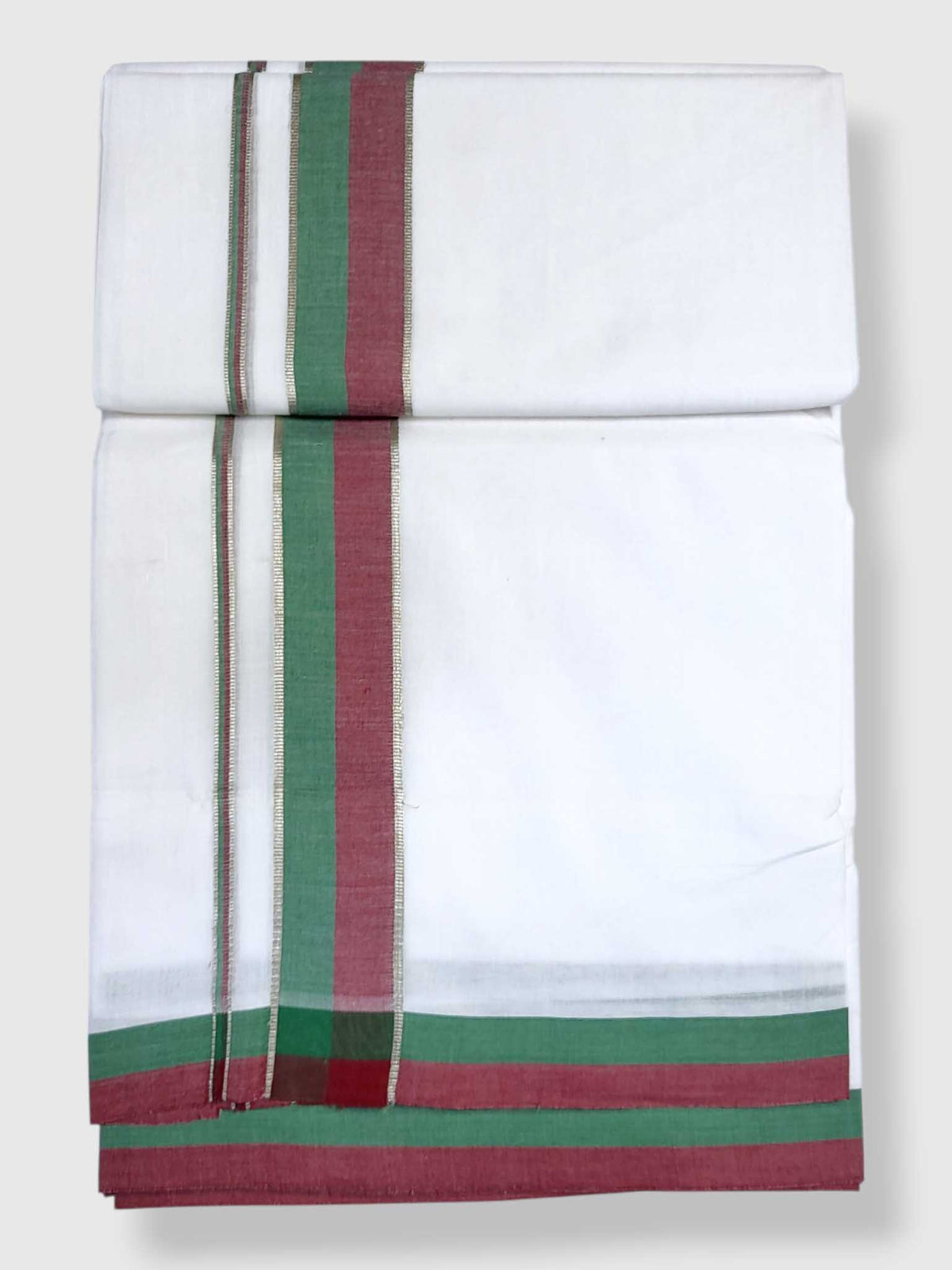 Pure White Cotton Men's Double Dhoti