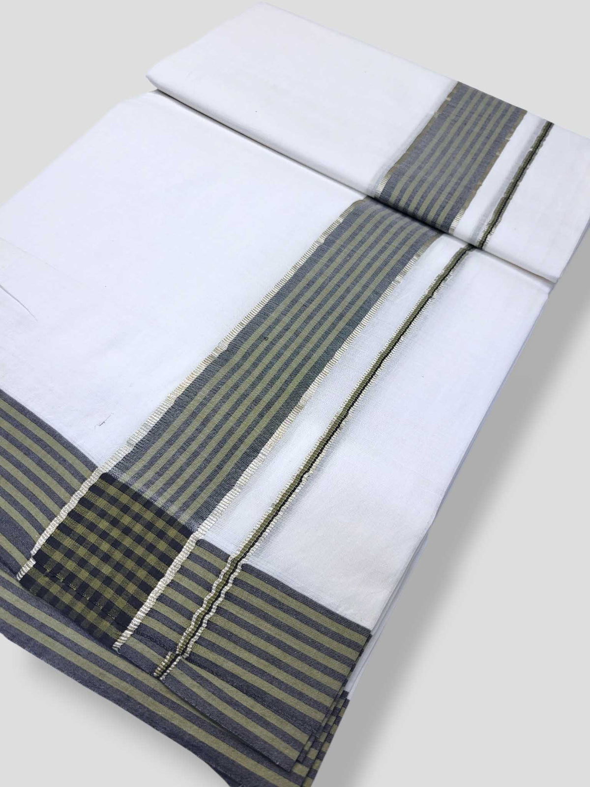 Pure White Cotton Men's Double Dhoti